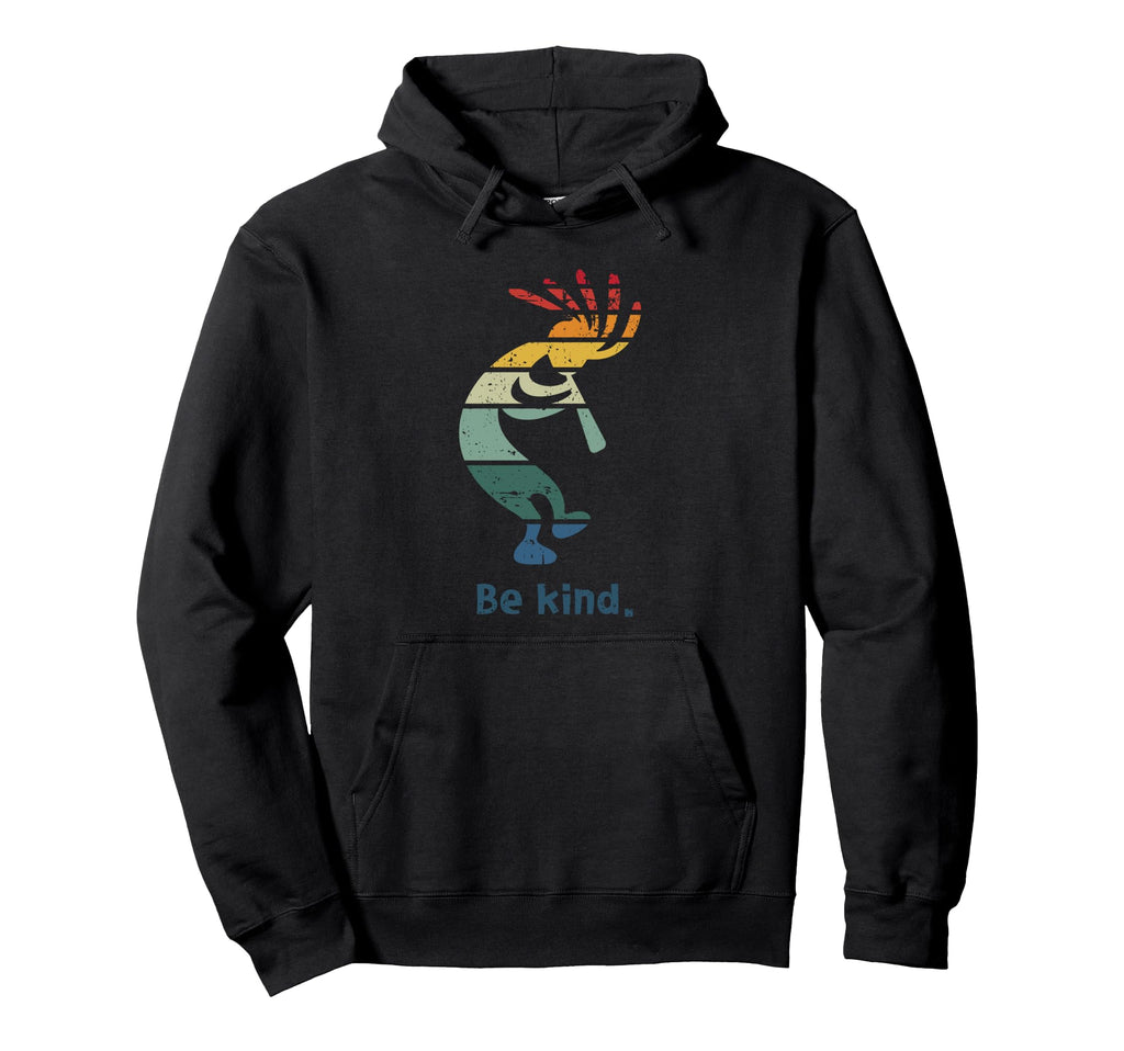 Be Kind Dancing Kokopelli Distressed Hoodie - Unique Graphic for Adults - T-Shirt, Sweatshirt, Hoodie
