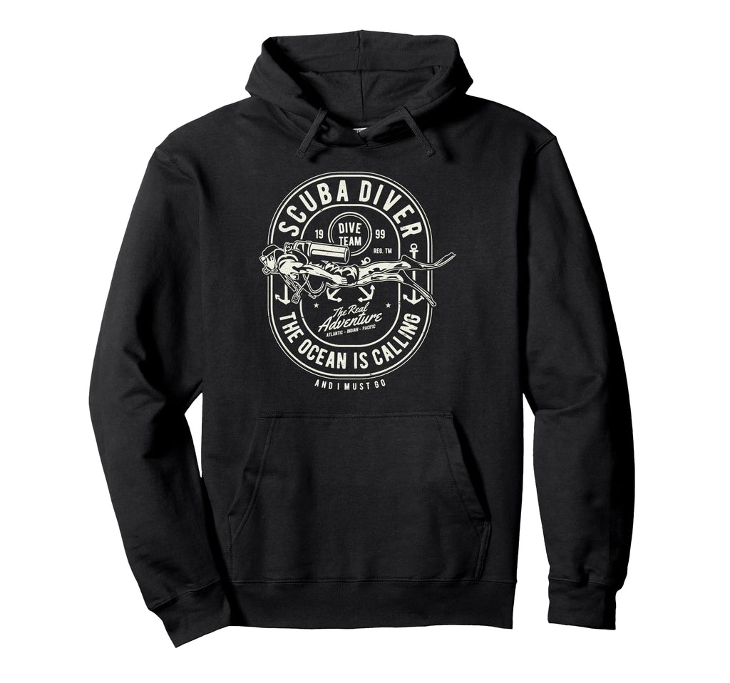 Scuba Diving Distressed Hoodie - Fun Novelty Design Unisex - T-Shirt, Sweatshirt, Hoodie