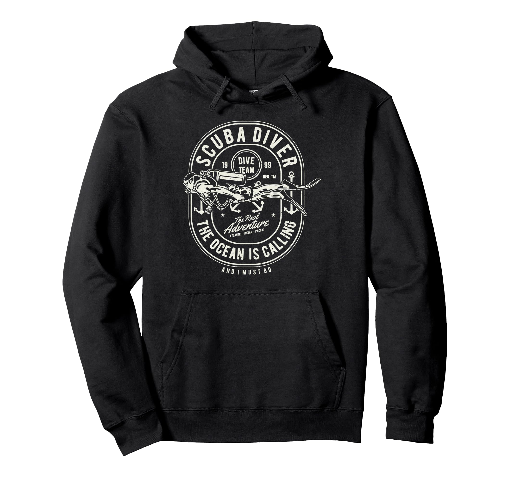 Scuba Diving Distressed Hoodie - Fun Novelty Design Unisex - T-Shirt, Sweatshirt, Hoodie