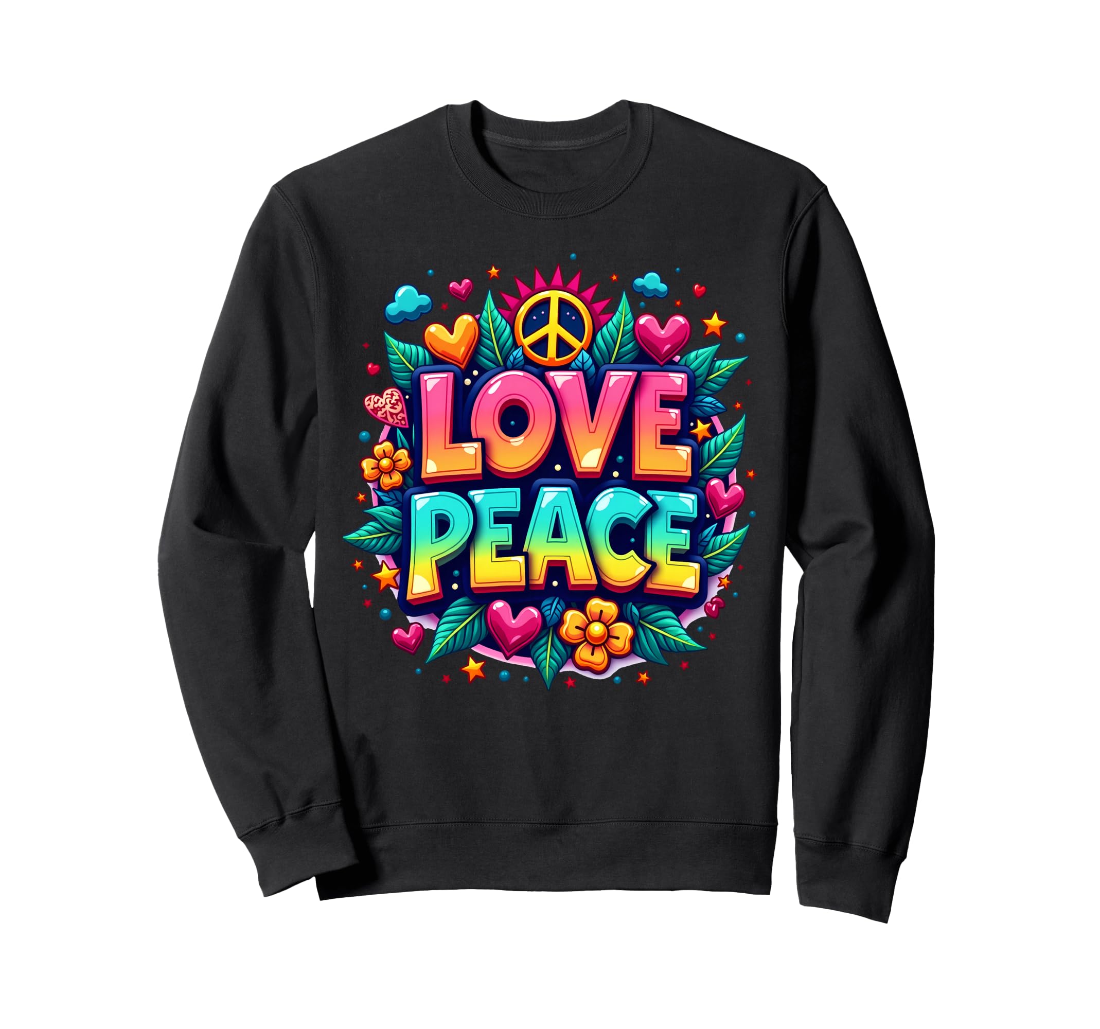 60S 70S Flower Power Groovy Love Peace Sweatshirt - Graphic Print Unisex - T-Shirt, Sweatshirt, Hoodie