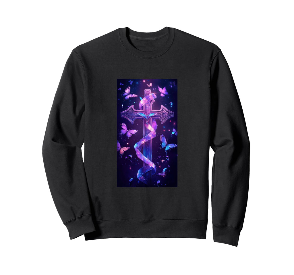 Gothic Cross Grunge Aesthetic Sweatshirt - Casual Everyday Wear for Adults - T-Shirt, Sweatshirt, Hoodie