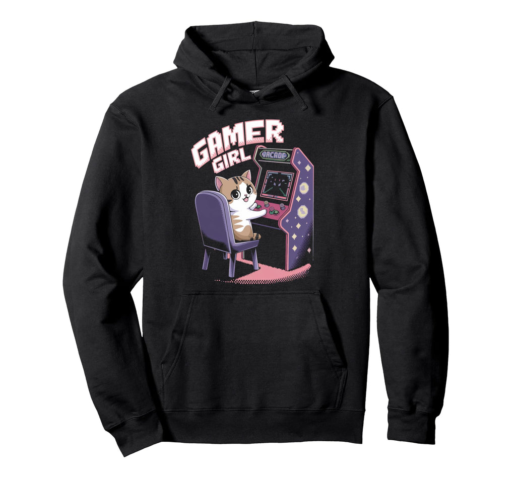 Gamer Cat Kitten Arcade Gamer Gaming Hoodie - Streetwear Style Unisex - T-Shirt, Sweatshirt, Hoodie