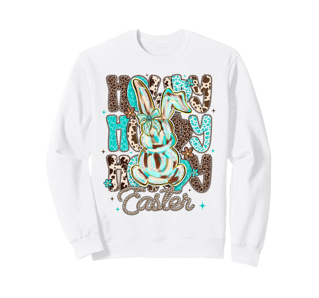 Cowhide Leopard Blue Turquoise Howdy Sweatshirt - Trendy Graphic Unisex - T-Shirt, Sweatshirt, Hoodie