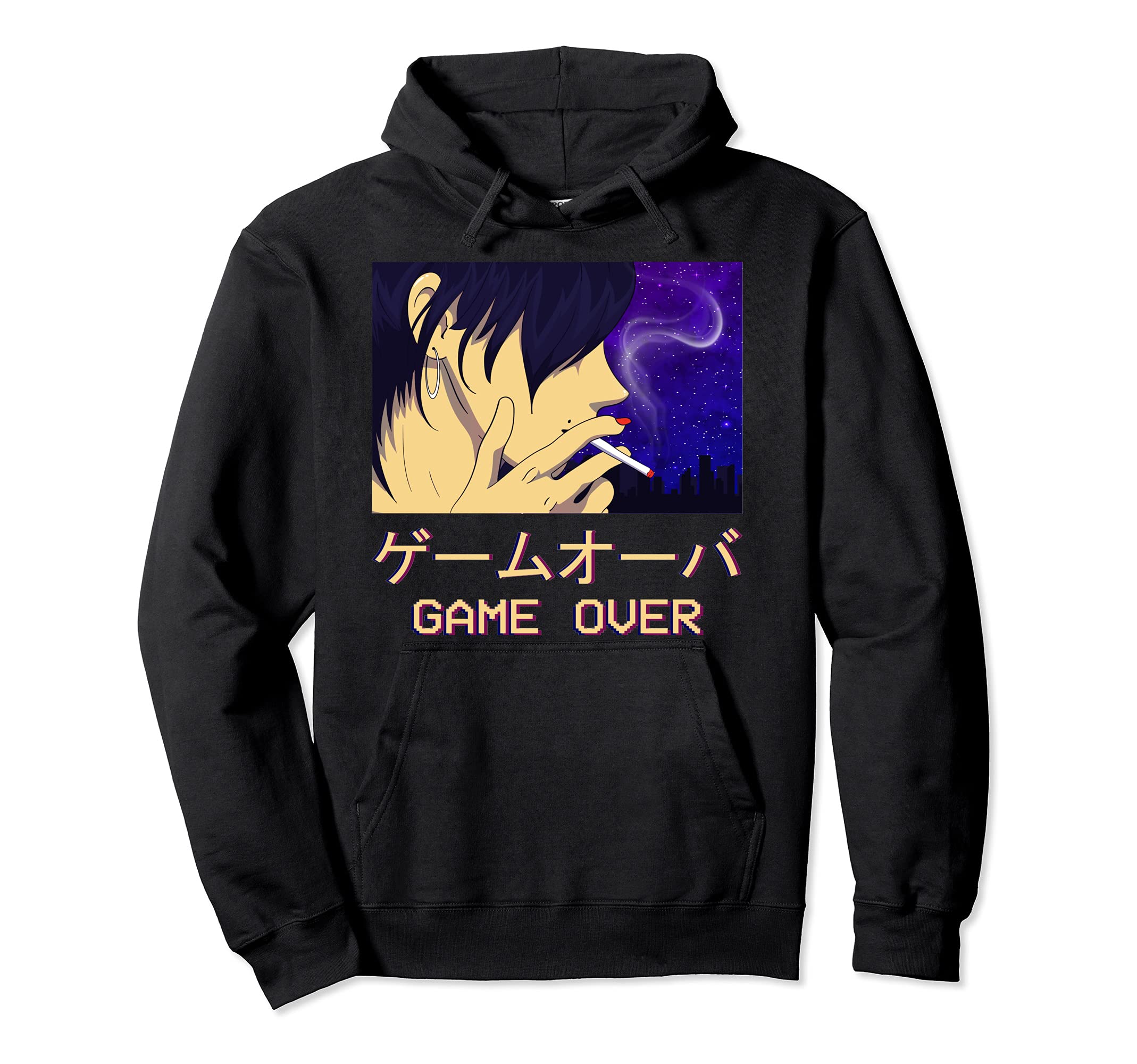 Game Over Aesthetic Anime Waifu Hoodie - Aesthetic Graphic Unisex - T-Shirt, Sweatshirt, Hoodie
