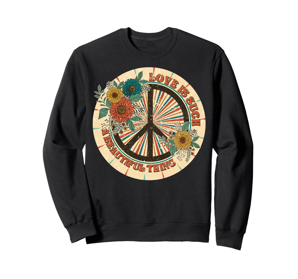 Peace Sign Floral Boho Hippie Sweatshirt - Minimalist Print for Adults - T-Shirt, Sweatshirt, Hoodie