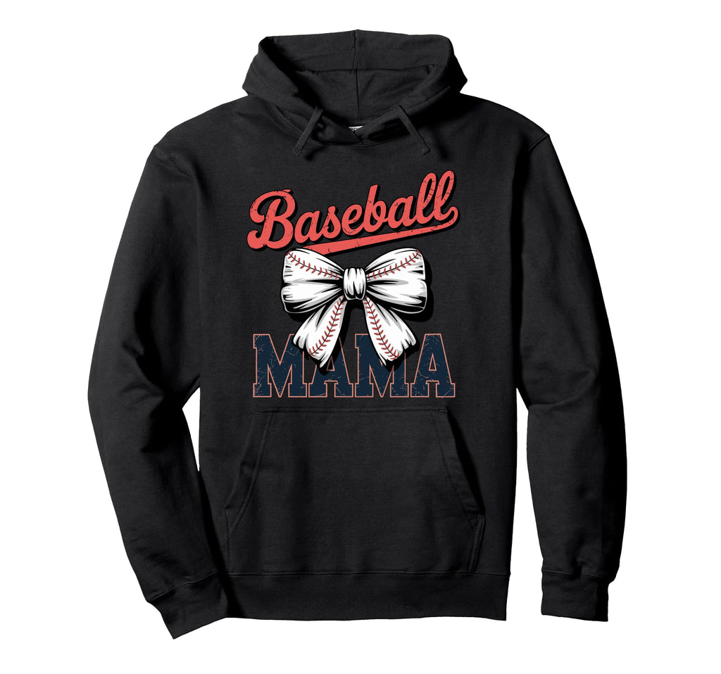 Coquette Bow Baseball Mama Sports Mom Hoodie - Novelty Apparel Unisex - T-Shirt, Sweatshirt, Hoodie