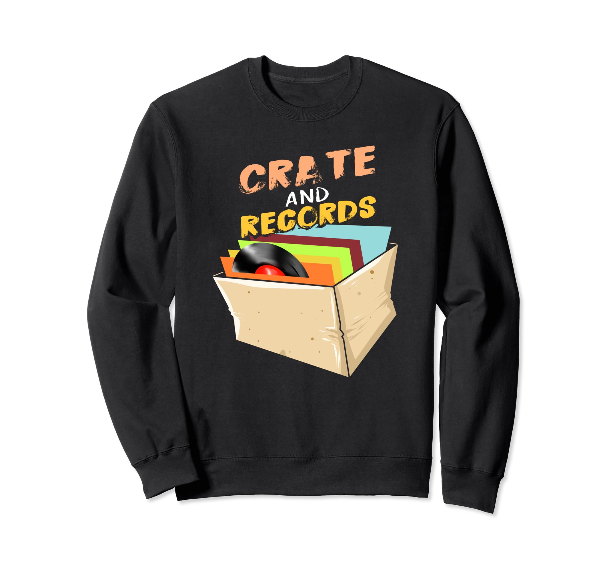 Vinyl Crate And Records Sweatshirt - Trendy Graphic Unisex - T-Shirt, Sweatshirt, Hoodie