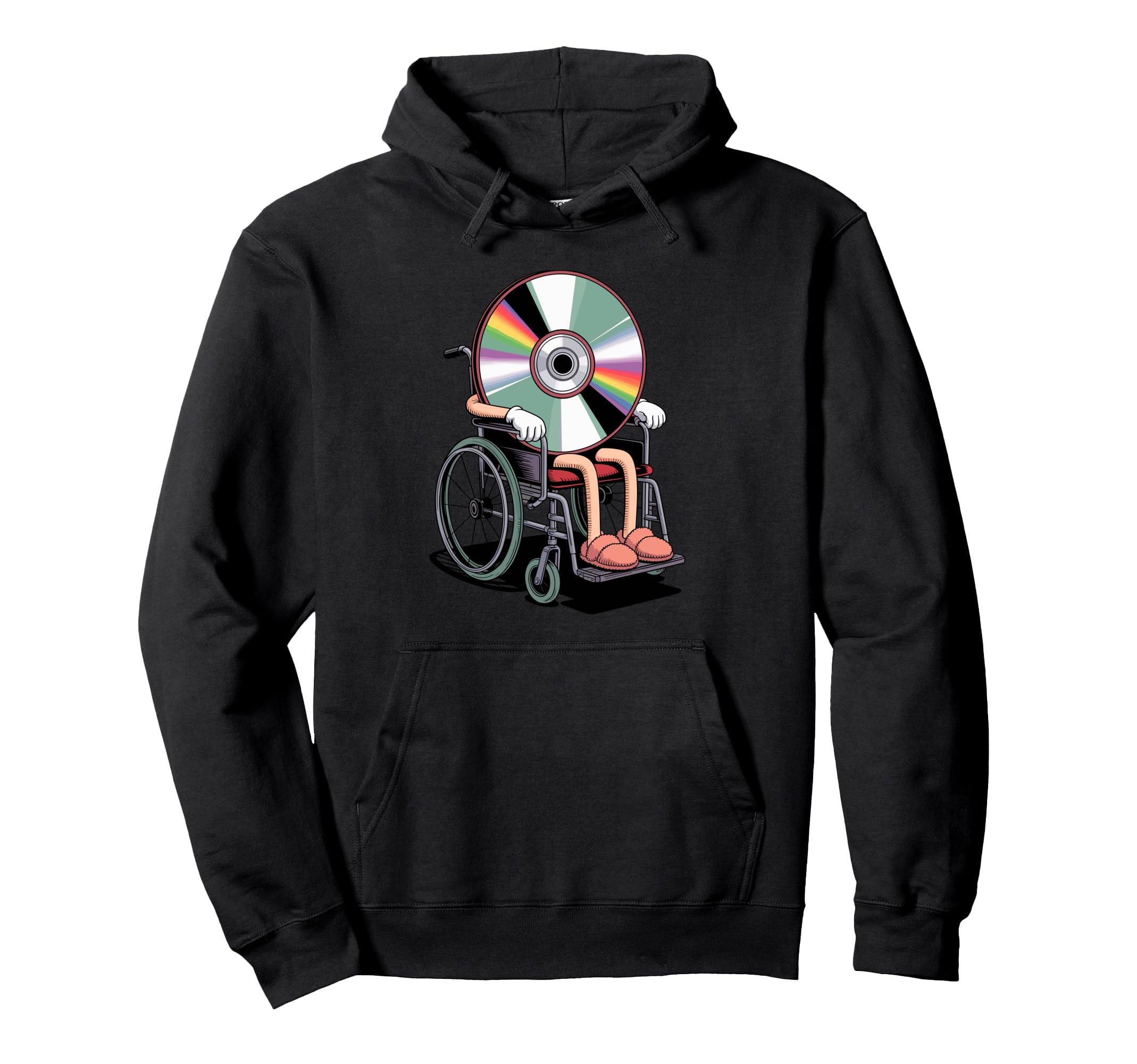 Wheelchair Compact Disc Old School Hoodie - Casual Everyday Wear Unisex - T-Shirt, Sweatshirt, Hoodie