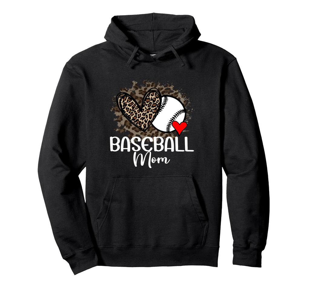 Baseball Mom Funny Leopard Heart Proud Hoodie - Unique Graphic for Adults - T-Shirt, Sweatshirt, Hoodie