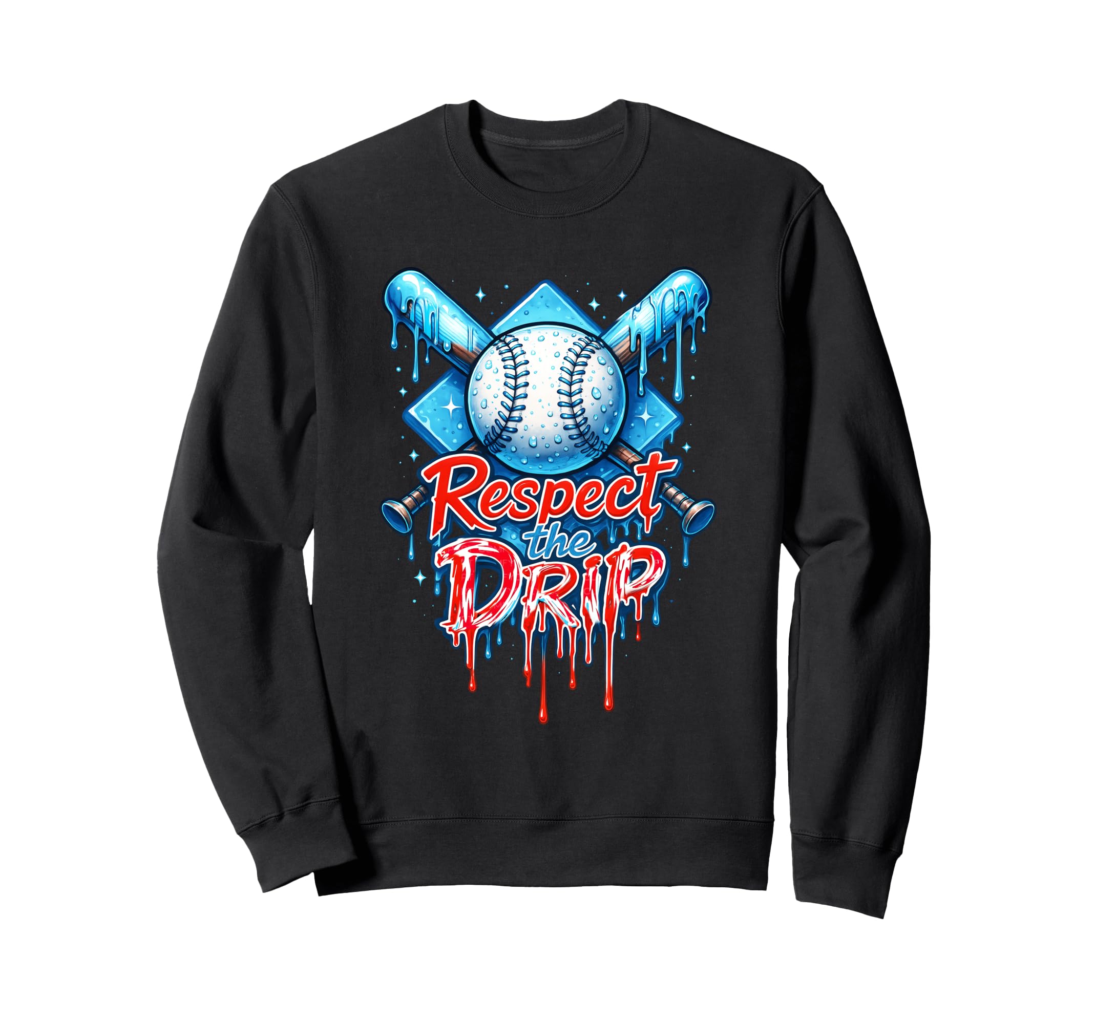 Drippy Baseball Respect Drip Sweatshirt - Fun Novelty Design for Adults - T-Shirt, Sweatshirt, Hoodie