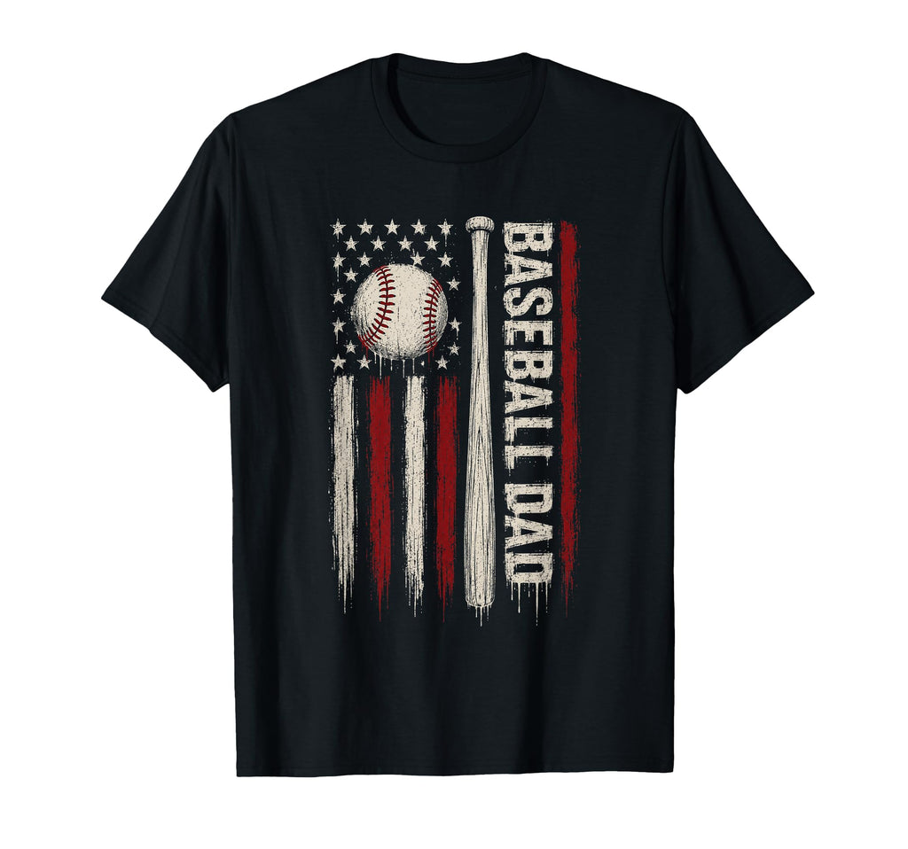 Baseball Dad American Flag Patriotic T-Shirt - Streetwear Style Men Women - T-Shirt, Sweatshirt, Hoodie