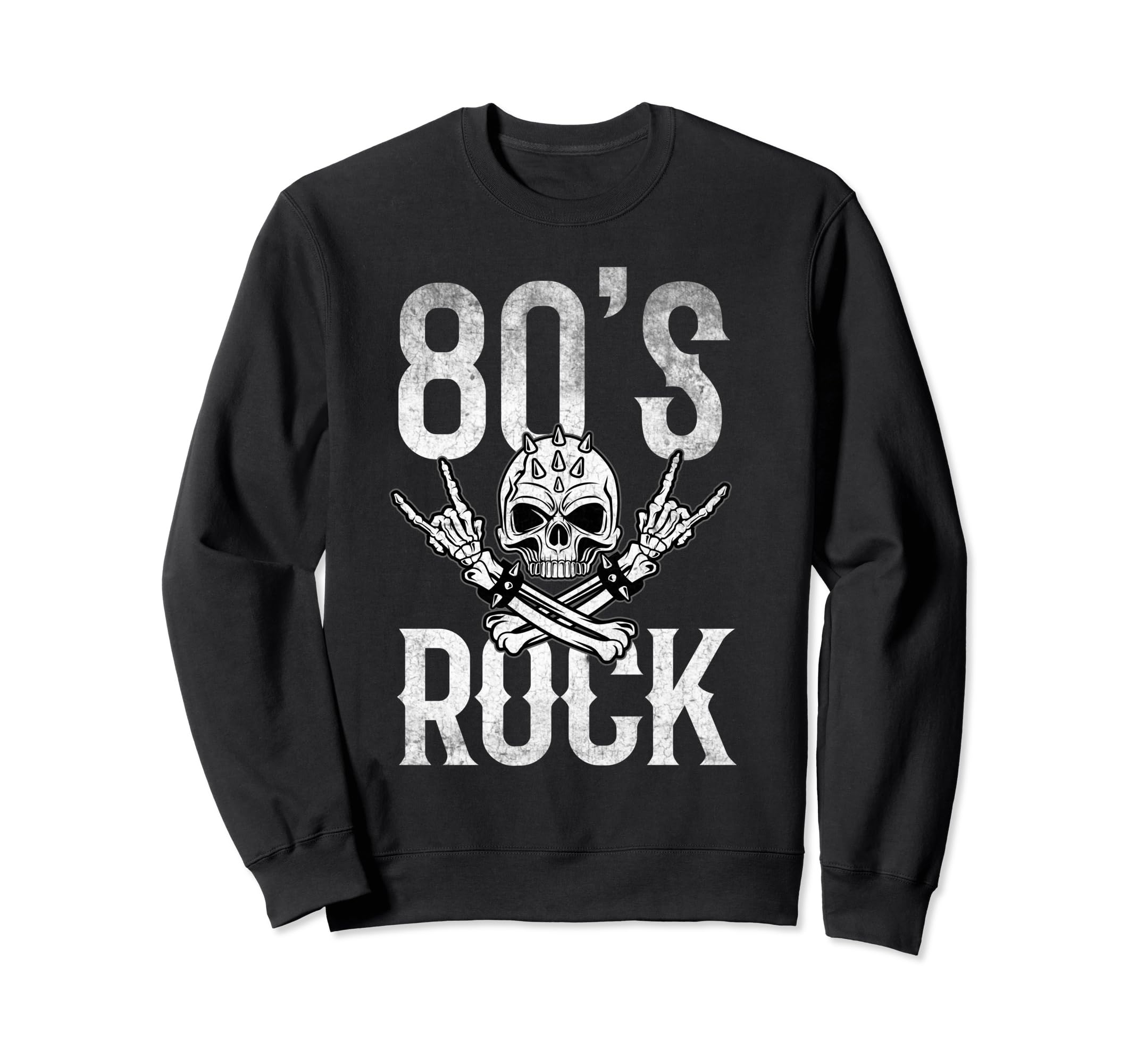 80S Rock And Roll Distressed Sweatshirt - Streetwear Style for Adults - T-Shirt, Sweatshirt, Hoodie