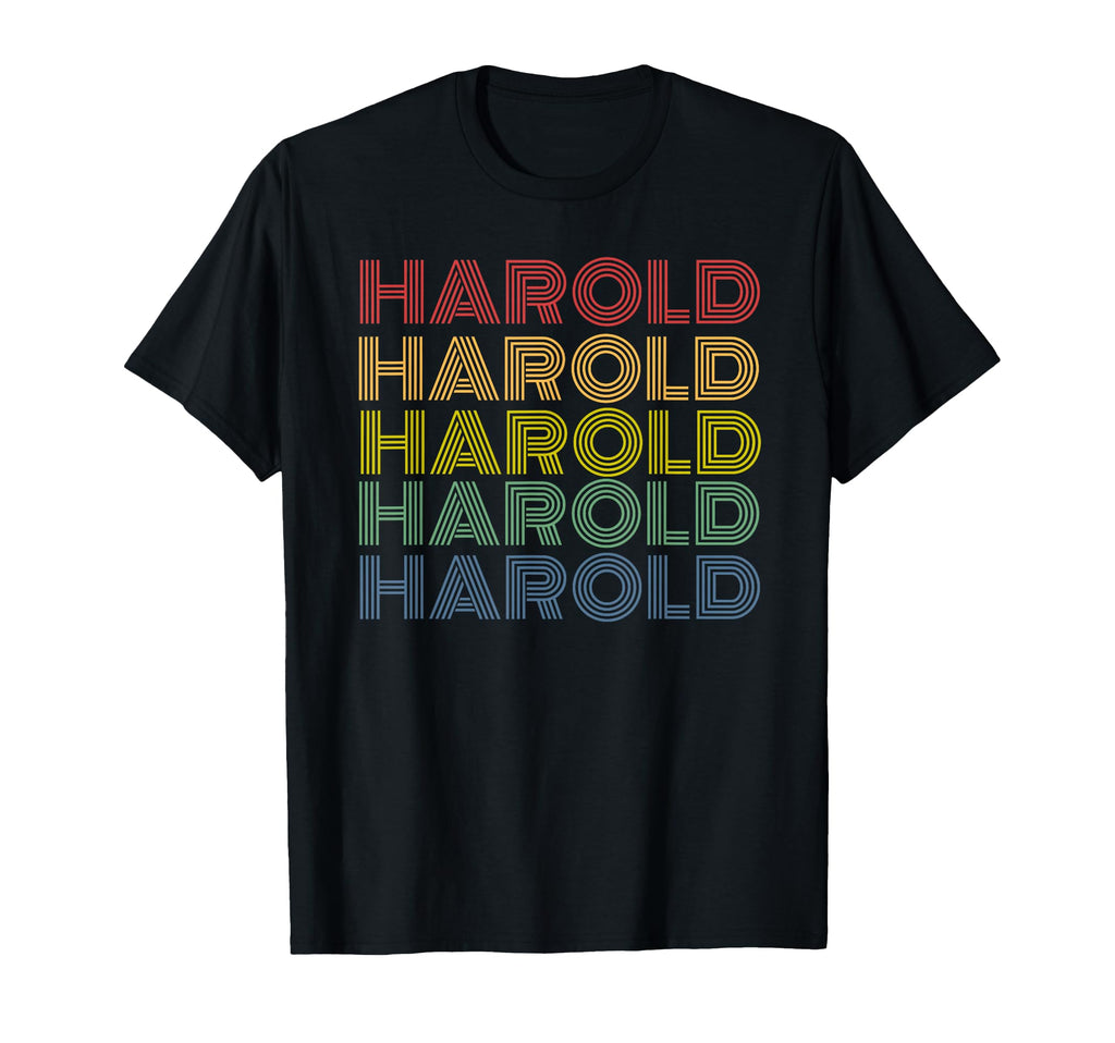 Harold Name Rainbow 70S Typography T-Shirt - Fun Novelty Design for Adults - T-Shirt, Sweatshirt, Hoodie