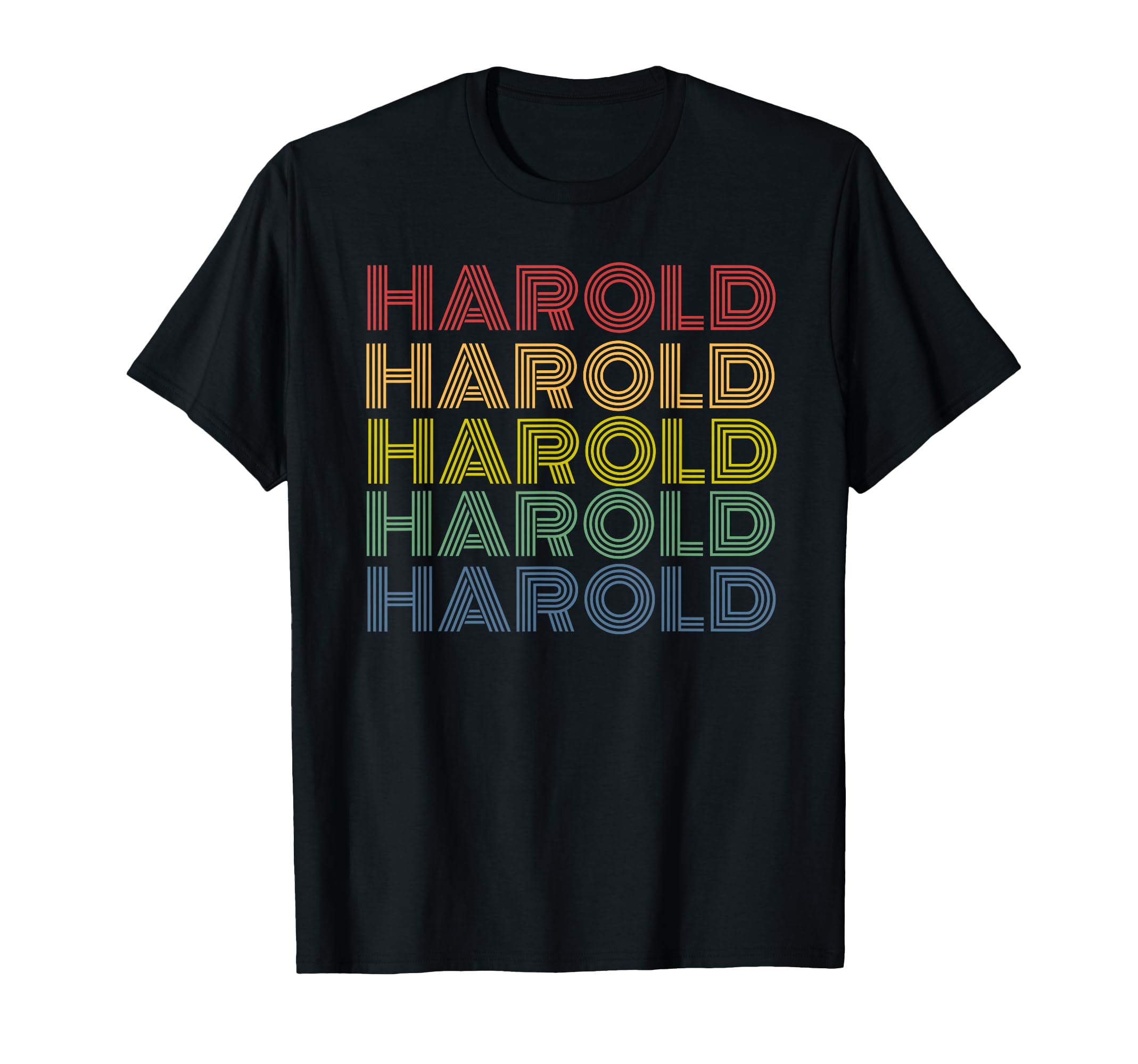Harold Name Rainbow 70S Typography T-Shirt - Fun Novelty Design for Adults - T-Shirt, Sweatshirt, Hoodie