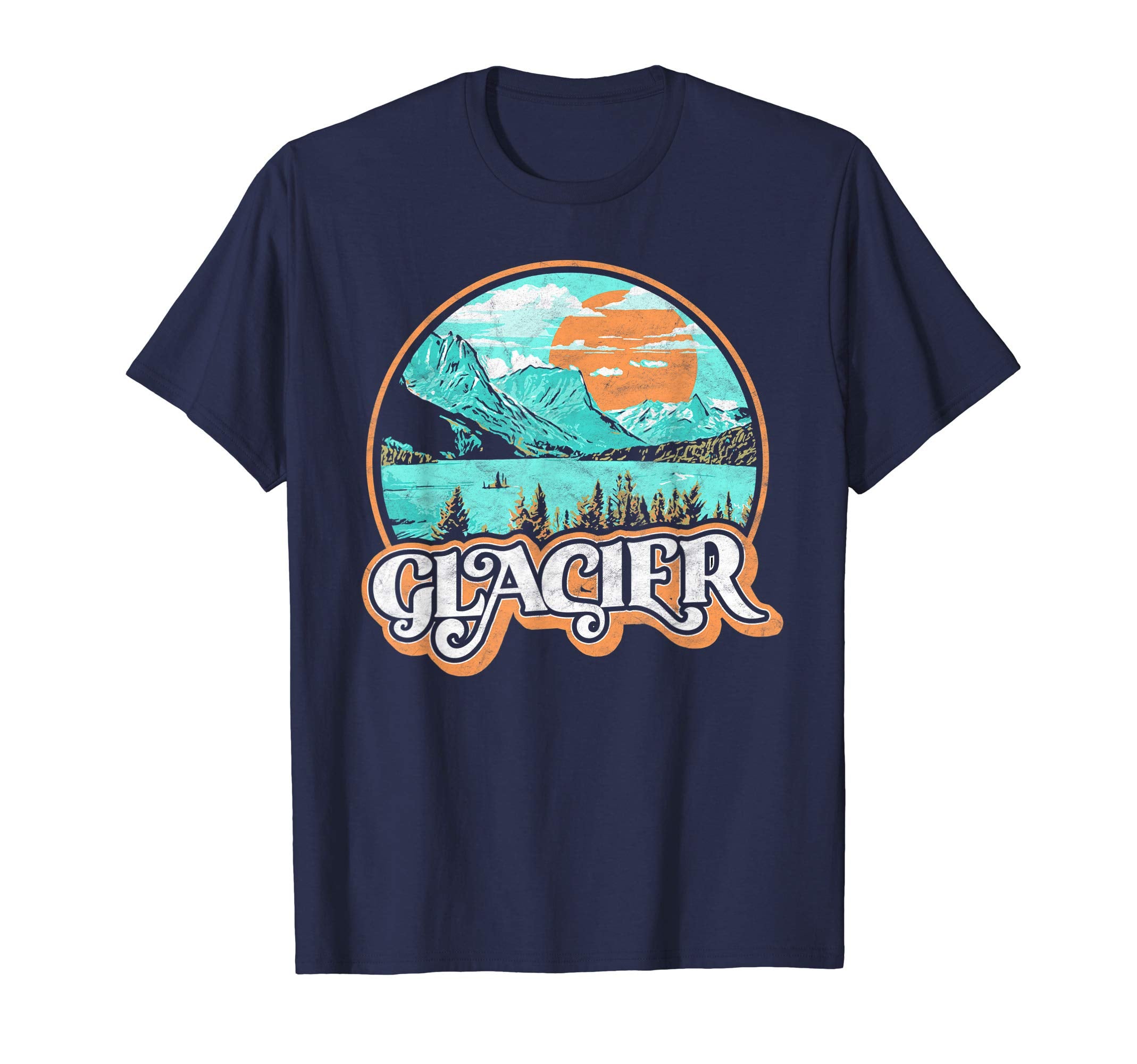 Glacier National Park Distressed T-Shirt - Minimalist Print Men Women - T-Shirt, Sweatshirt, Hoodie