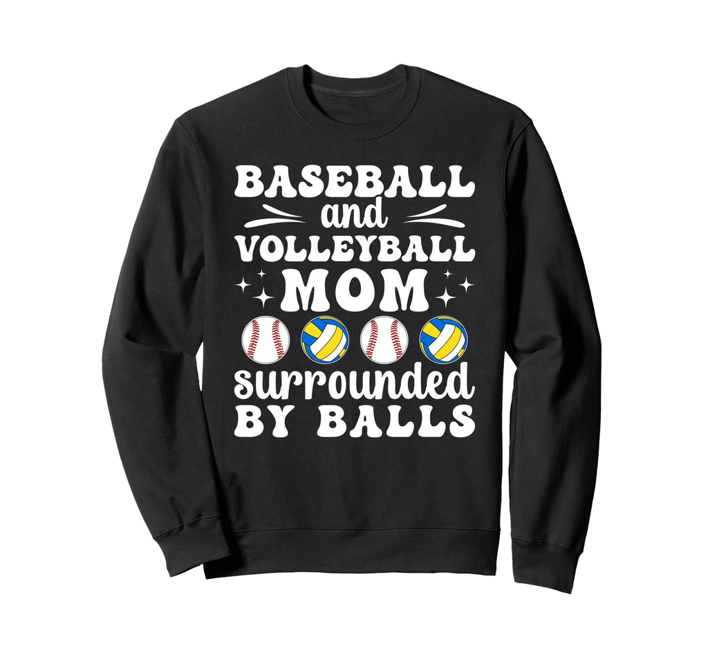 Baseball And Volleyball Mom Funny Sweatshirt - Minimalist Print Men Women - T-Shirt, Sweatshirt, Hoodie