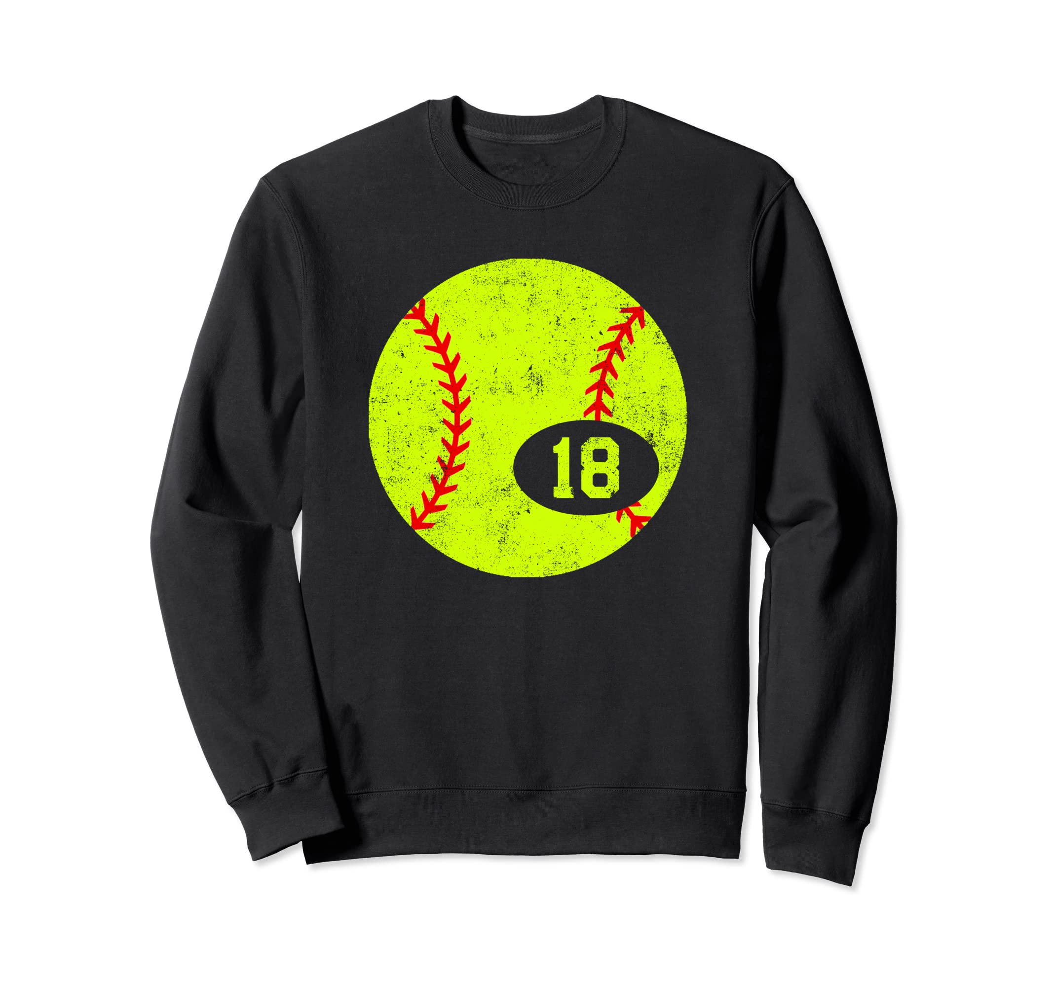 Softball Sport 18 Jersey Number Sweatshirt - Novelty Apparel for Adults - T-Shirt, Sweatshirt, Hoodie