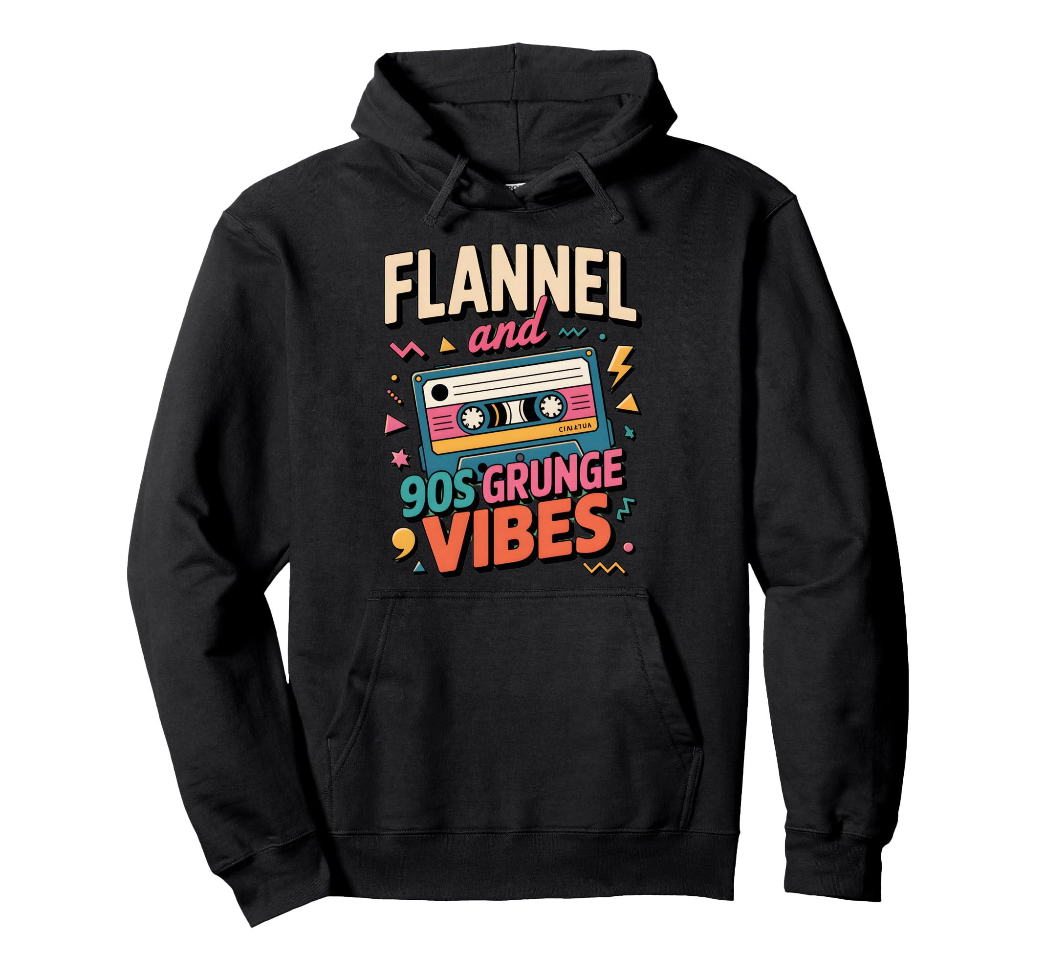 Flannel 90S Grunge Vibes Cassette Hoodie - Minimalist Print for Adults - T-Shirt, Sweatshirt, Hoodie
