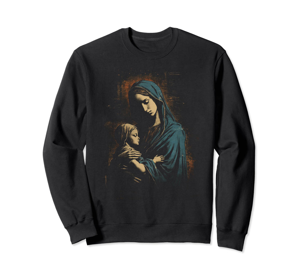 Mary Jesus Distressed 90S Goth Sweatshirt - Casual Everyday Wear Unisex - T-Shirt, Sweatshirt, Hoodie
