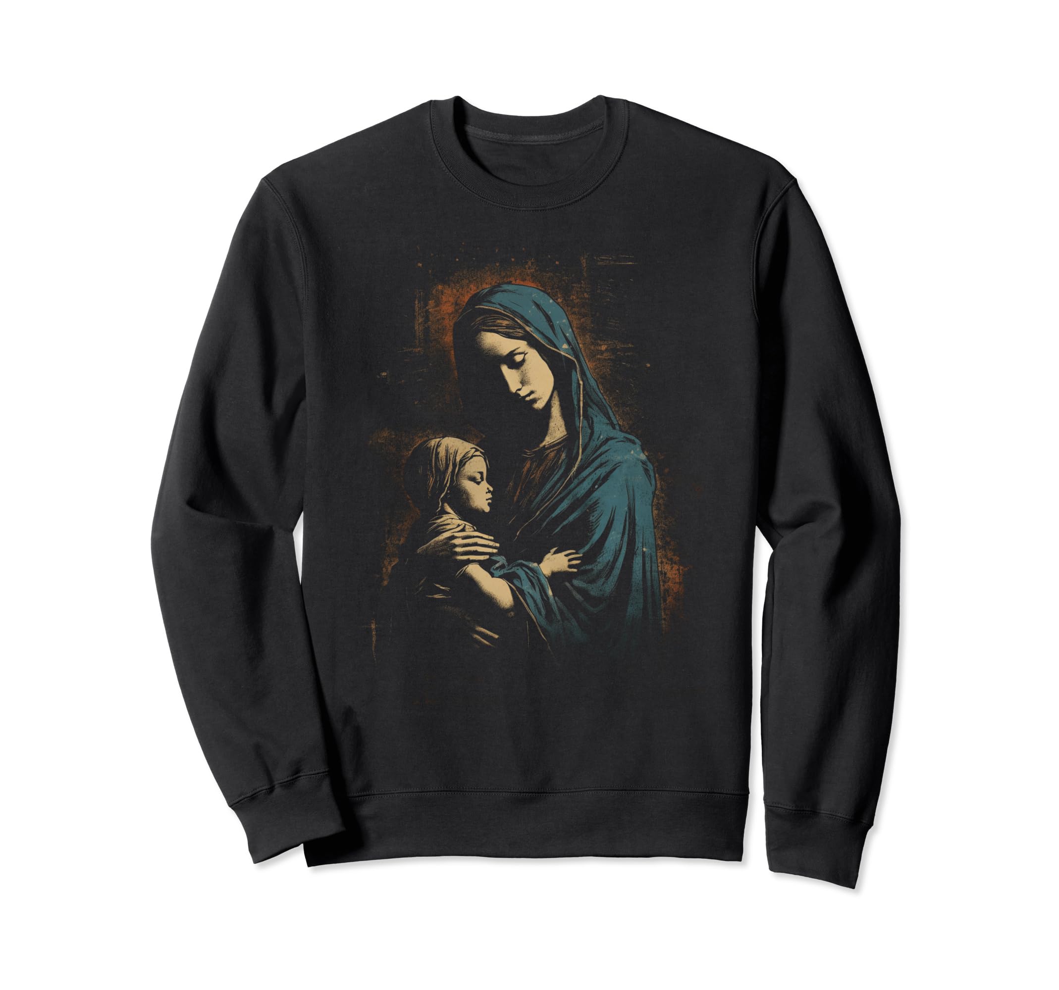 Mary Jesus Distressed 90S Goth Sweatshirt - Casual Everyday Wear Unisex - T-Shirt, Sweatshirt, Hoodie