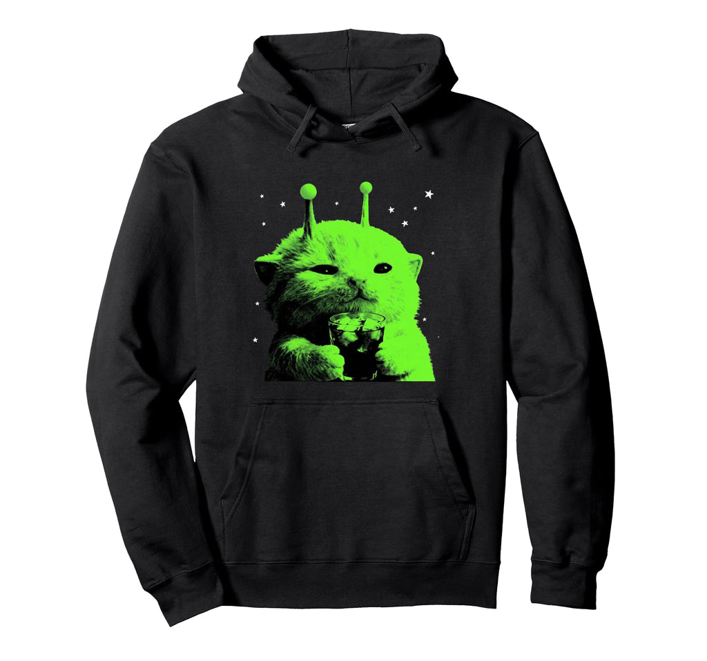 Alien Cat Ufo Meme Silly Space Kitty Hoodie - Custom Art Print Unisex - T-Shirt, Sweatshirt, Hoodie