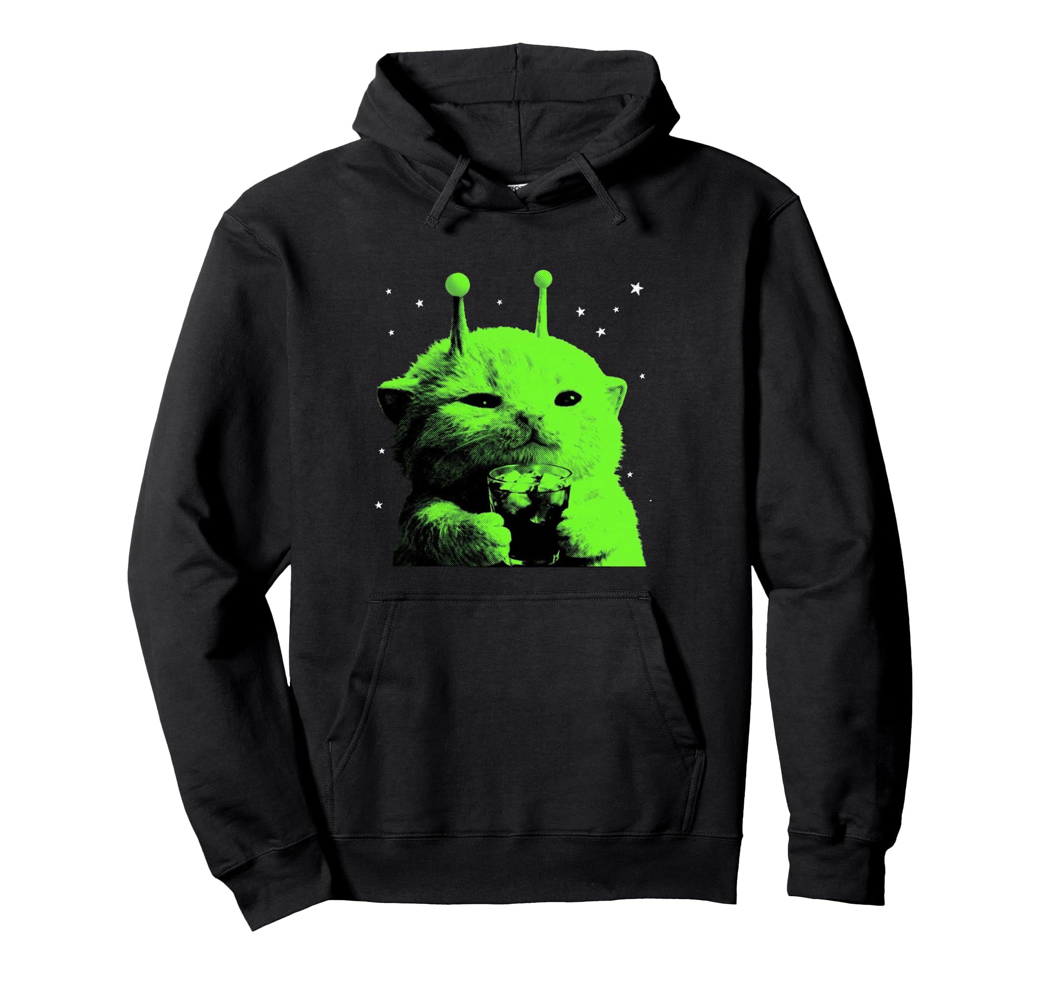 Alien Cat Ufo Meme Silly Space Kitty Hoodie - Custom Art Print Unisex - T-Shirt, Sweatshirt, Hoodie