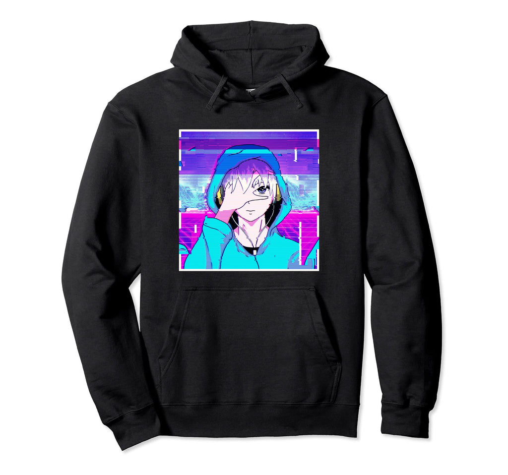Anime Vaporwave Aesthetic Glitch Hoodie - Trendy Graphic Unisex - T-Shirt, Sweatshirt, Hoodie