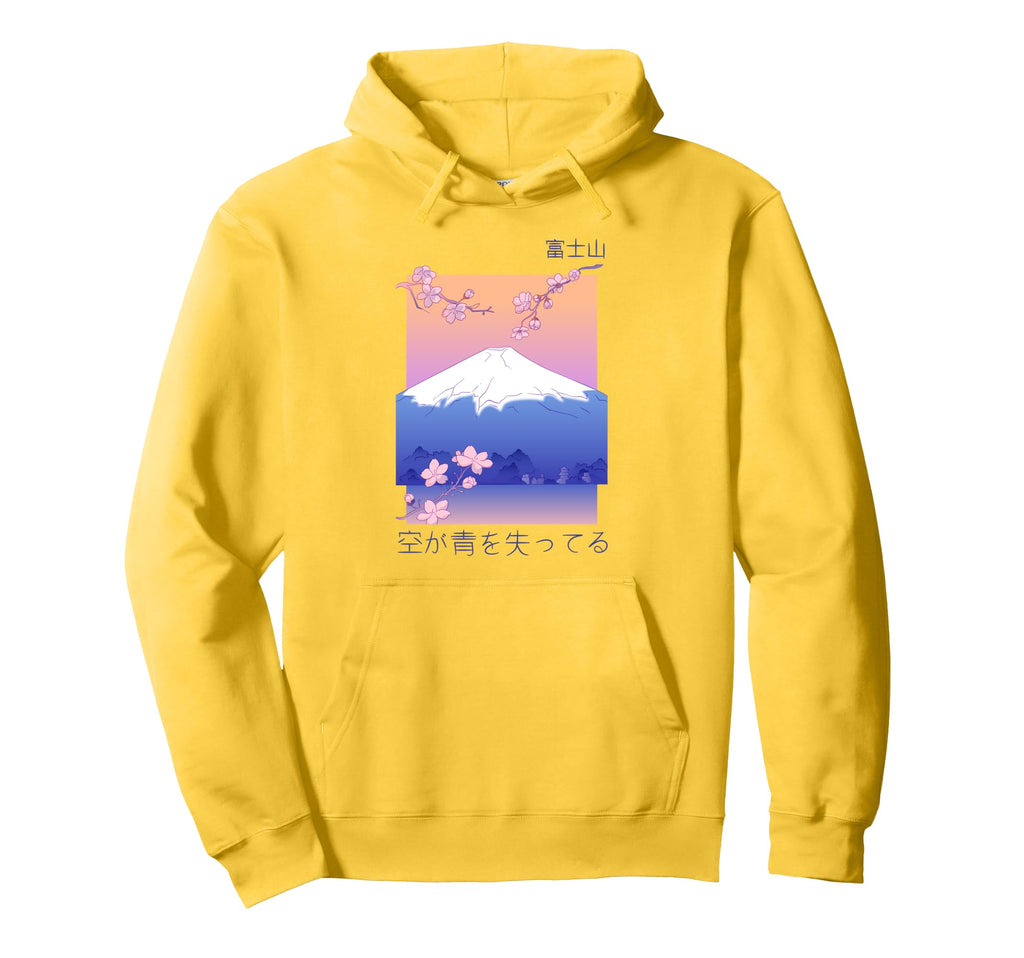 Mount Fuji Cherry Blossom Aesthetic Hoodie - Casual Everyday Wear Unisex - T-Shirt, Sweatshirt, Hoodie