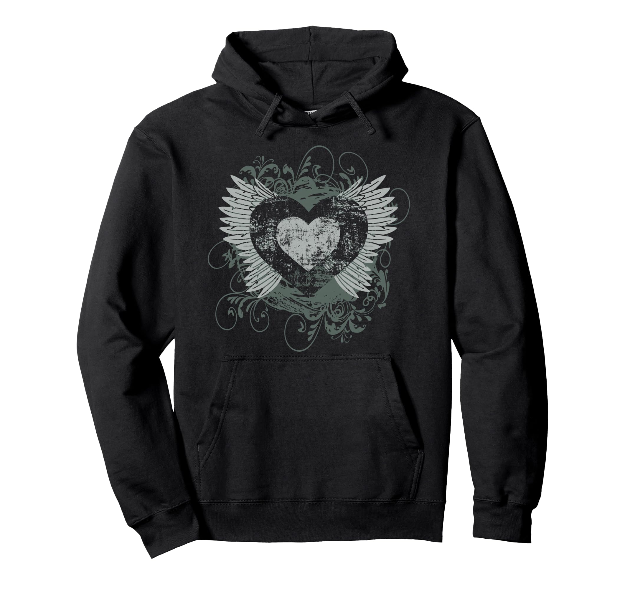 Aesthetic Y2K Fairy Wings Heart Hoodie - Casual Everyday Wear for Adults - T-Shirt, Sweatshirt, Hoodie