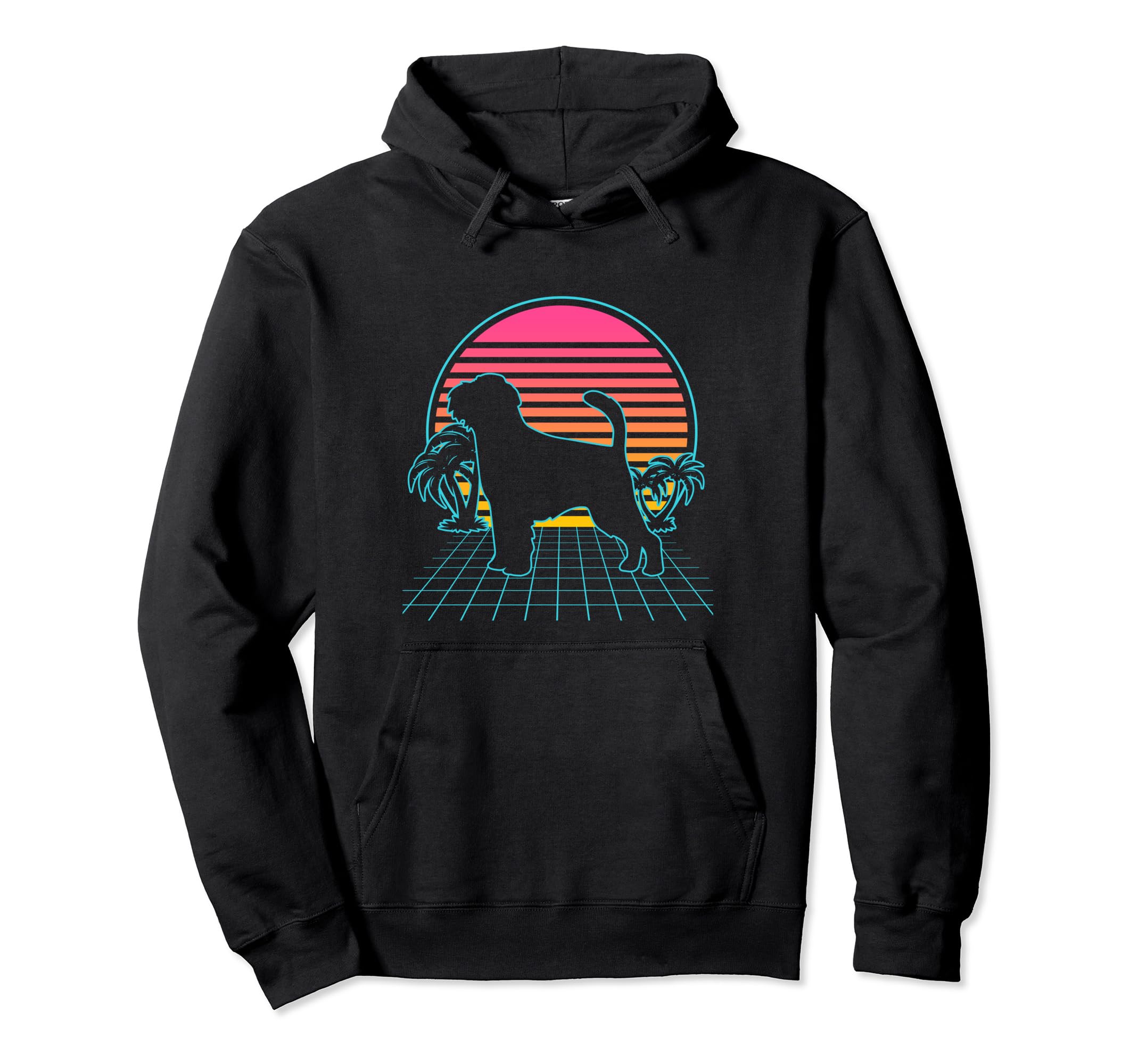 Brussels Griffon 80S Vaporwave Hoodie - Casual Everyday Wear Unisex - T-Shirt, Sweatshirt, Hoodie