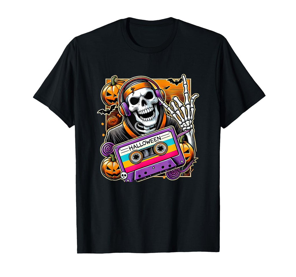 Halloween Skeleton Cassette Tape T-Shirt - Minimalist Print Men Women - T-Shirt, Sweatshirt, Hoodie