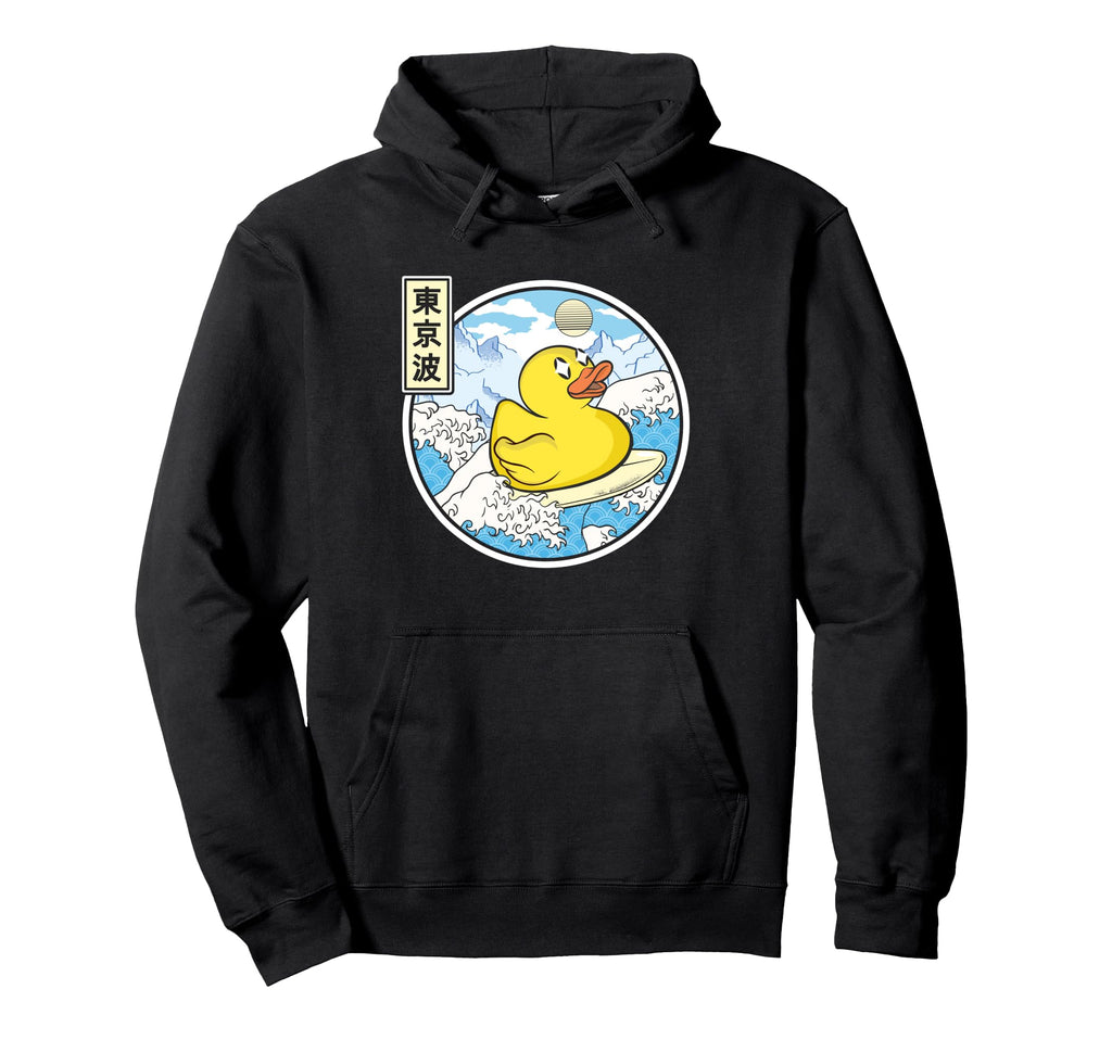 Surfing Rubber Duck Japanese Waves Hoodie - Aesthetic Graphic for Adults - T-Shirt, Sweatshirt, Hoodie