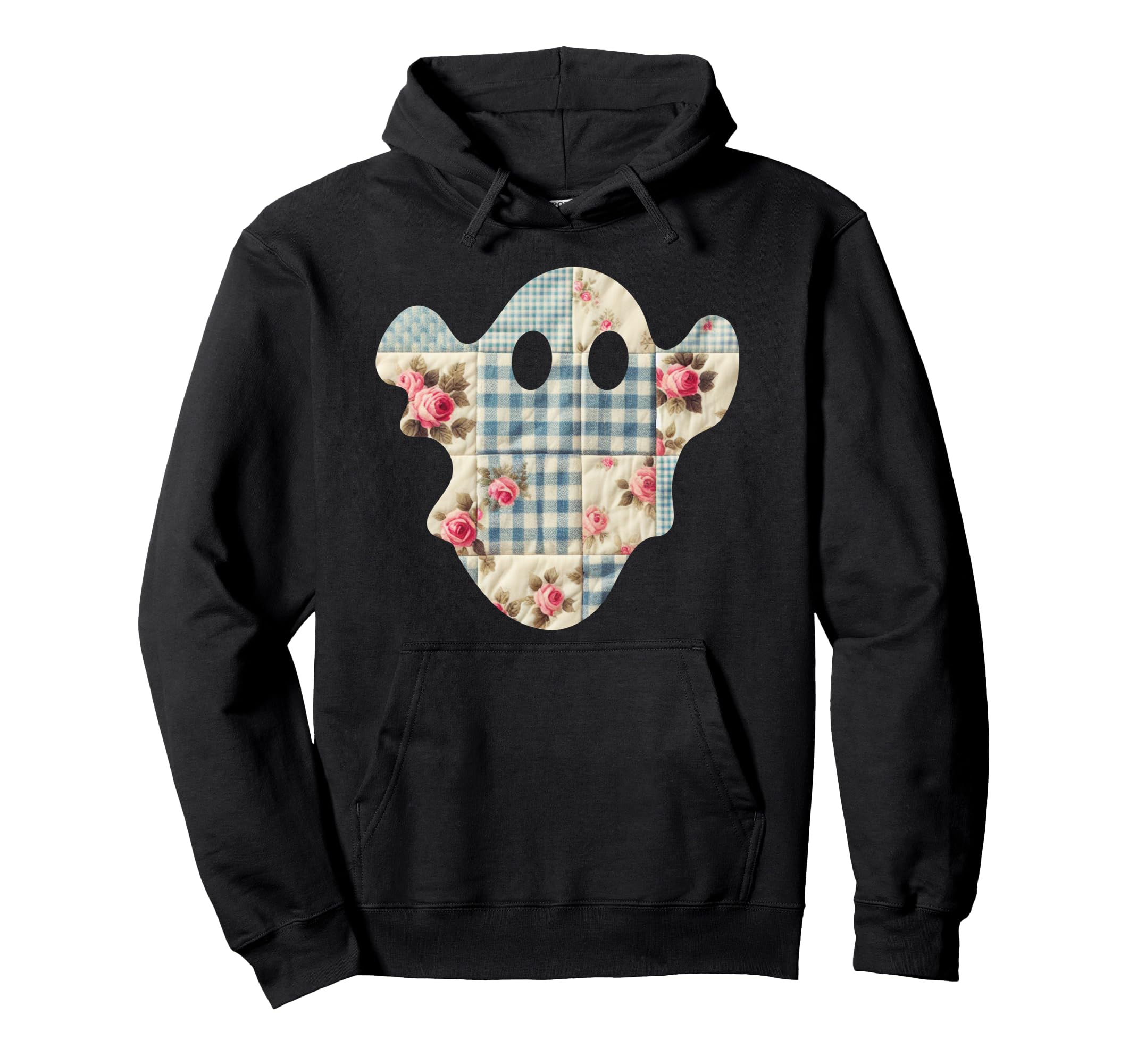 Patchwork Ghost Chic Shabby Check Floral Hoodie - Graphic Print for Adults - T-Shirt, Sweatshirt, Hoodie