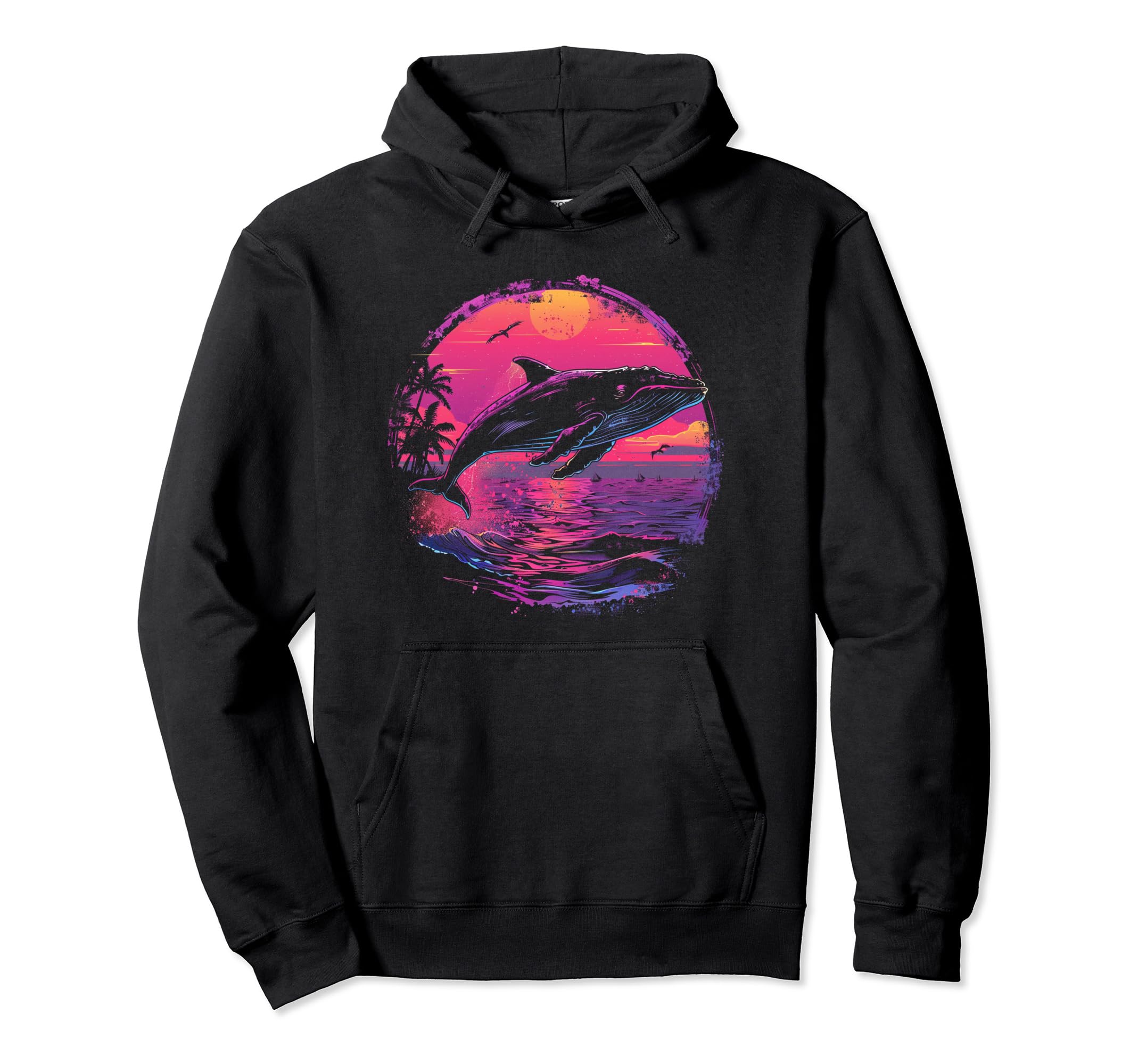 Whale Vaporwave Aesthetic Synthwave 80S 90S Hoodie - Graphic Print Unisex - T-Shirt, Sweatshirt, Hoodie