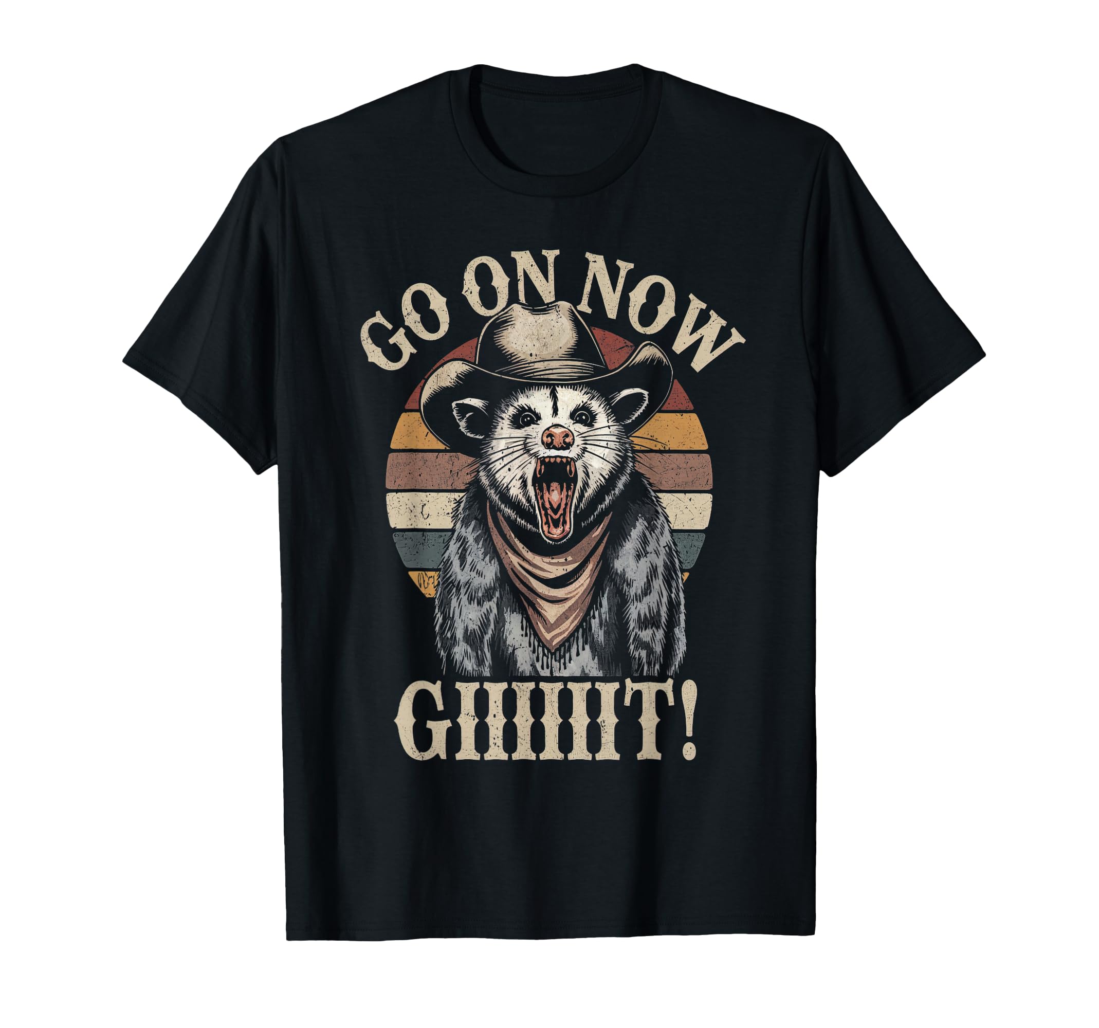 Go Now Git Western Rode Cowboy Opossum T-Shirt - Unique Graphic Men Women - T-Shirt, Sweatshirt, Hoodie