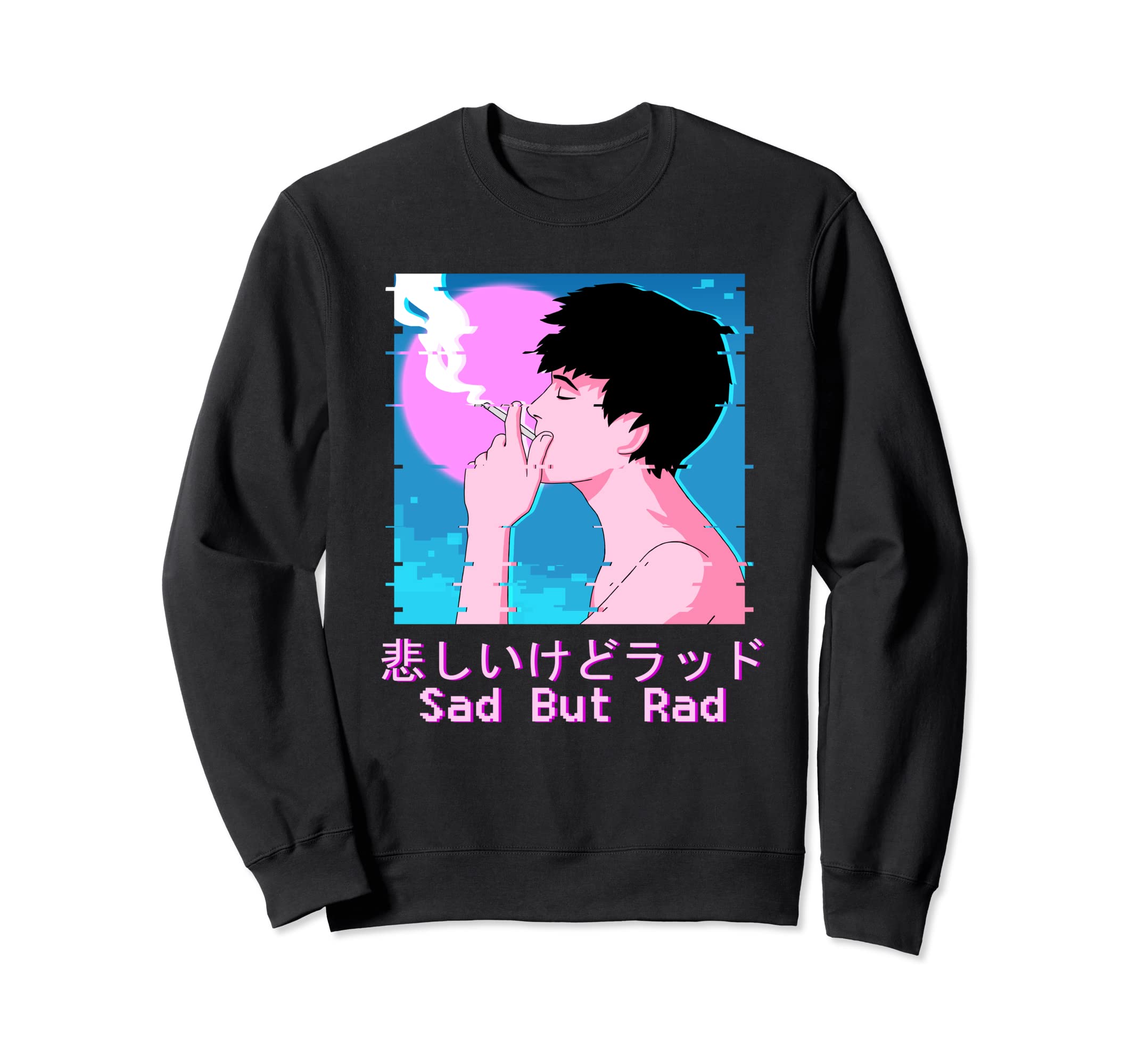 Vaporwave Aesthetic Smoking Sad Sweatshirt - Novelty Apparel for Adults - T-Shirt, Sweatshirt, Hoodie