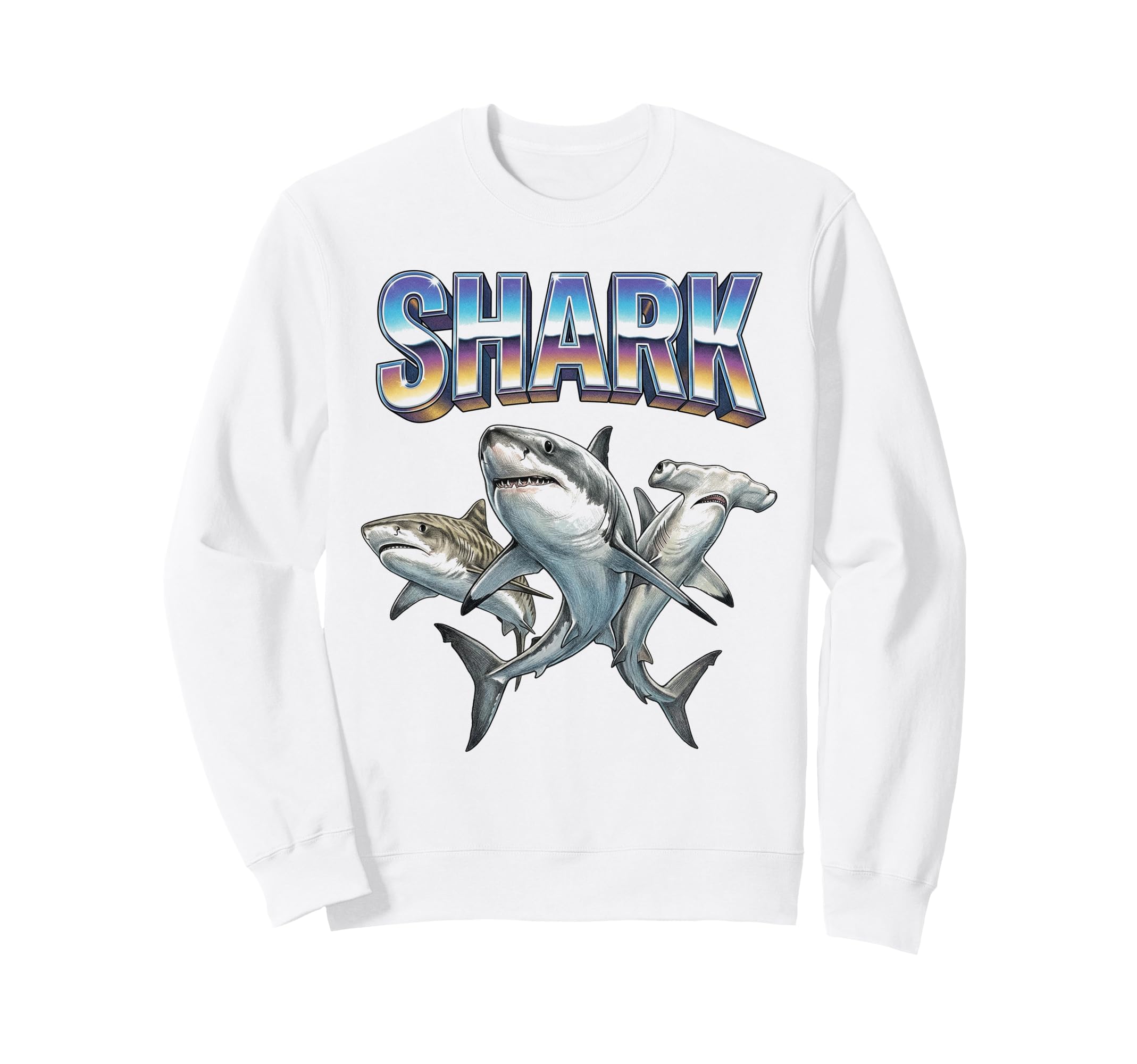 Shark 70S 90S Shark Ocean Sea Sweatshirt - Aesthetic Graphic for Adults - T-Shirt, Sweatshirt, Hoodie