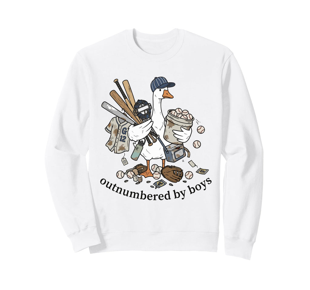 Outnumbered Funny Baseball Mom Sweatshirt - Aesthetic Graphic for Adults - T-Shirt, Sweatshirt, Hoodie