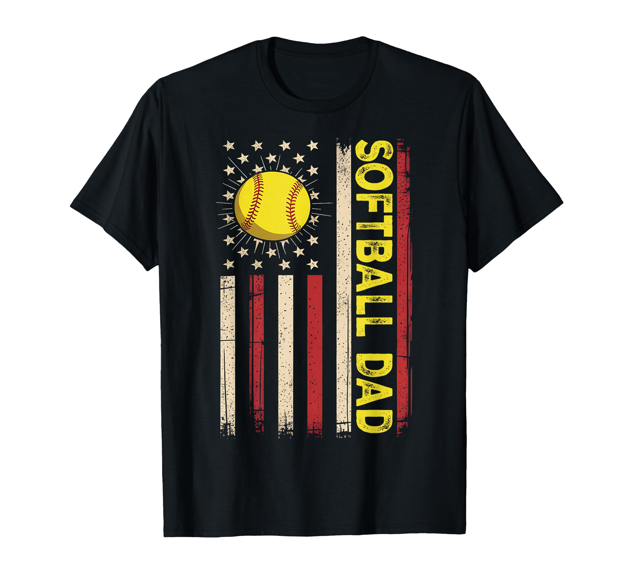 4Th July Softball Dad American Flag T-Shirt - Custom Art Print Unisex - T-Shirt, Sweatshirt, Hoodie