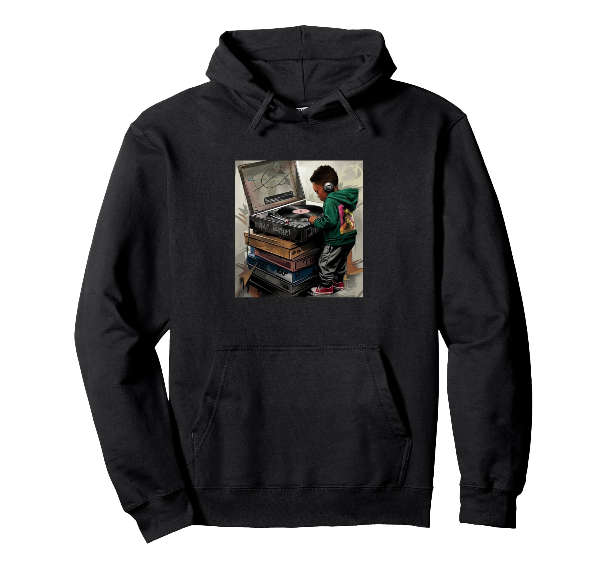 Raised Old School Hip Hop Turntable Dj Hoodie - Streetwear Style Men Women - T-Shirt, Sweatshirt, Hoodie