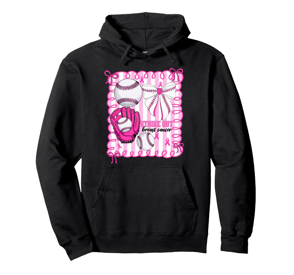 Strike Out Baseball Breast Cancer Hoodie - Streetwear Style Men Women - T-Shirt, Sweatshirt, Hoodie