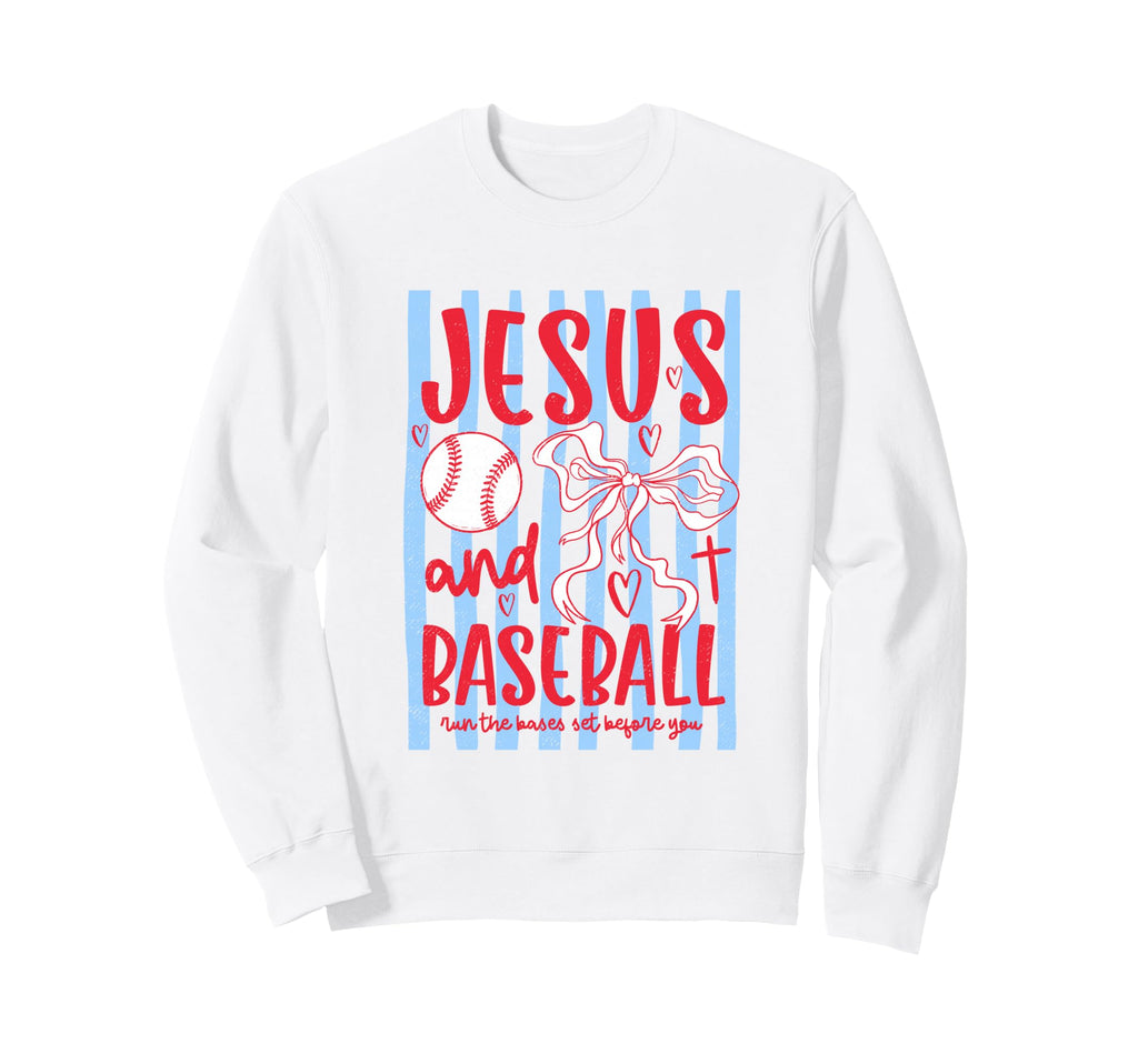 Jesus And Baseball Coquette Bow Sweatshirt - Custom Art Print Unisex - T-Shirt, Sweatshirt, Hoodie