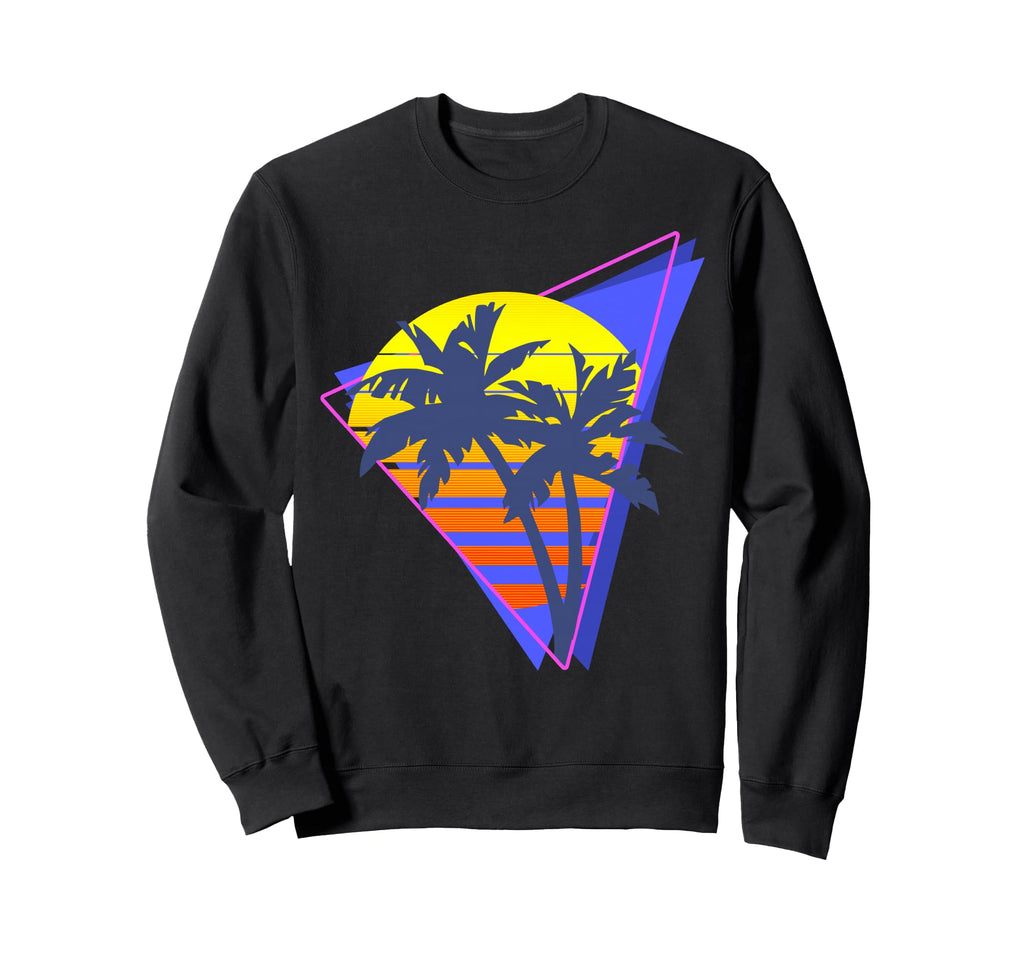 Synthwave Retrowave Sunset Palm Trees 80S Sweatshirt - Graphic Print Unisex - T-Shirt, Sweatshirt, Hoodie