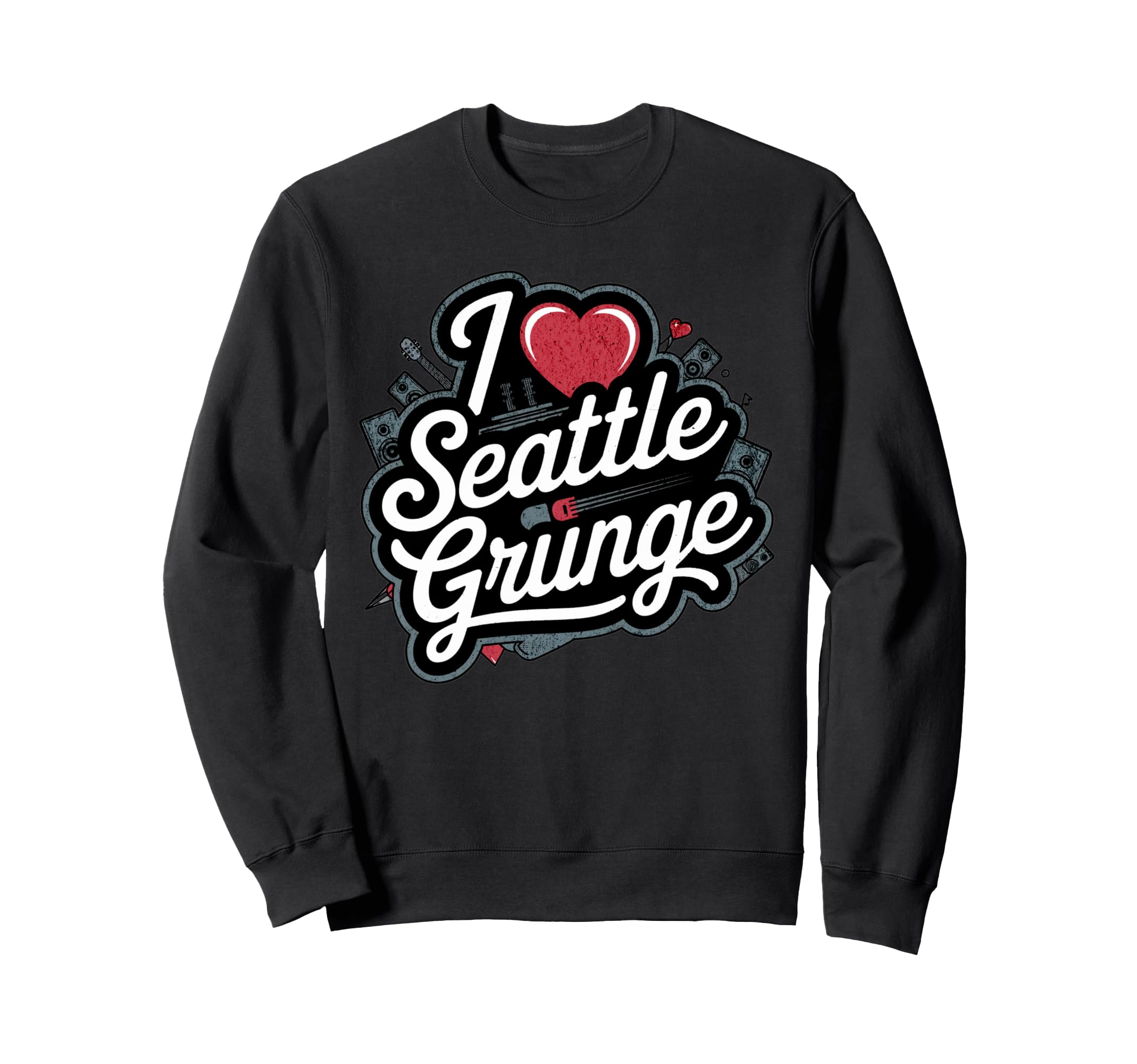 I Love Seattle Grunge Music 90S Sweatshirt - Unique Graphic for Adults - T-Shirt, Sweatshirt, Hoodie