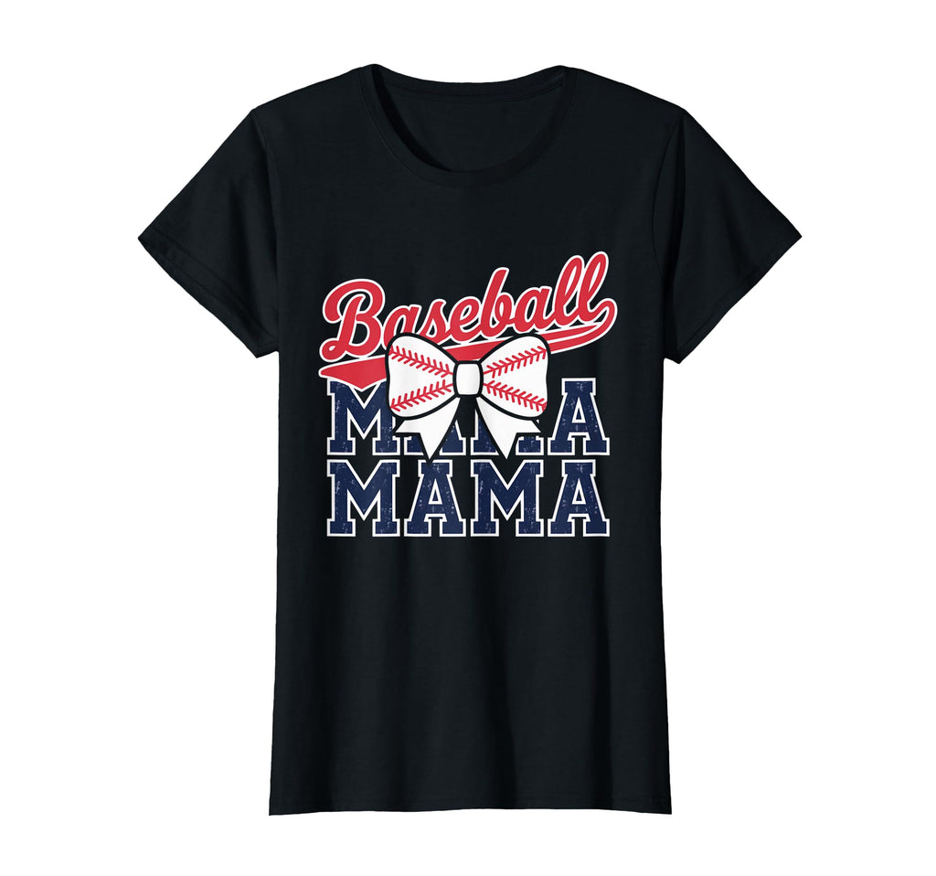 Baseball Mama Bow Mom Sports Mom T-Shirt - Minimalist Print Unisex - T-Shirt, Sweatshirt, Hoodie