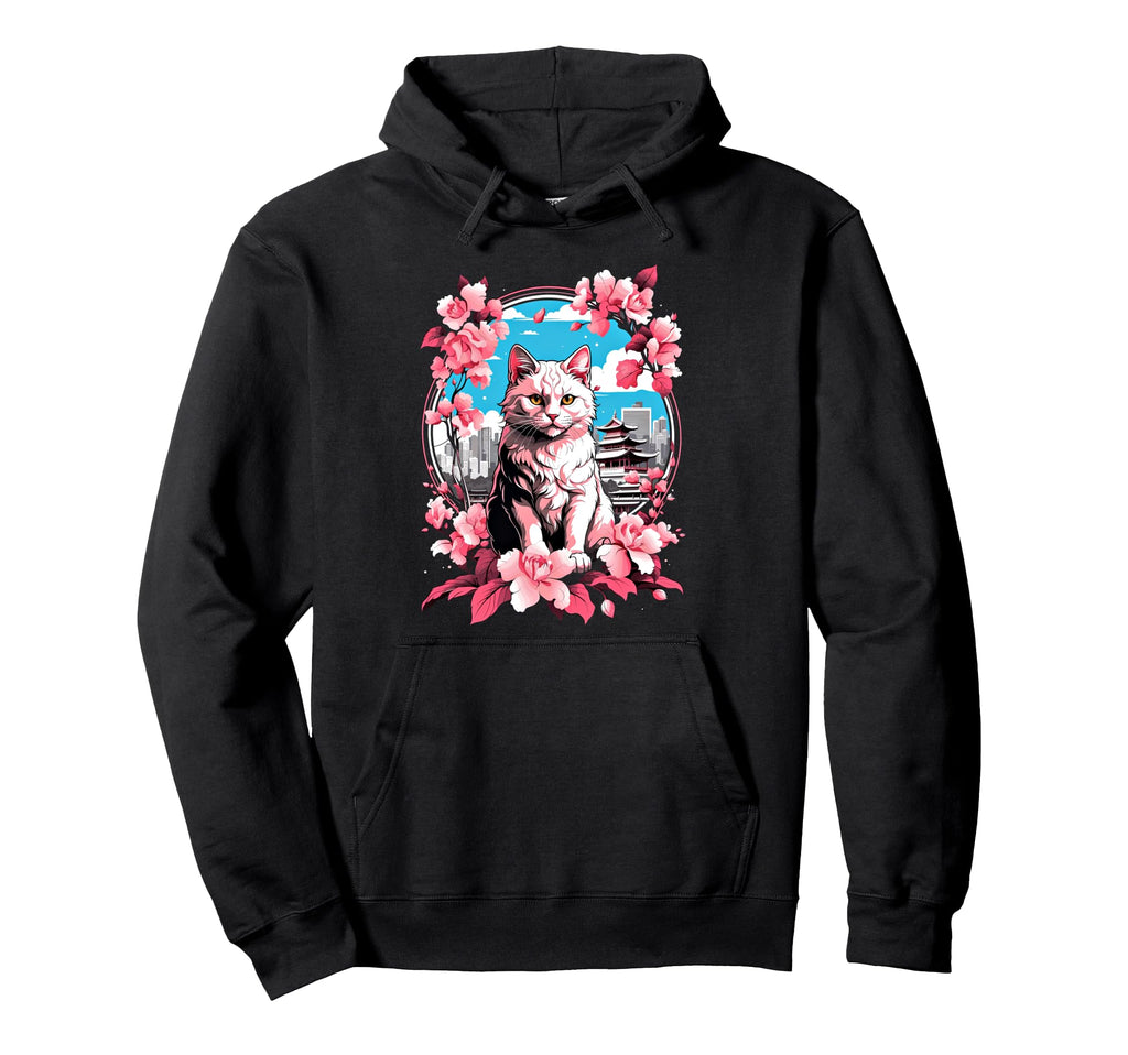 Anime Cat Japanese Aesthetic Japan Hoodie - Aesthetic Graphic for Adults - T-Shirt, Sweatshirt, Hoodie
