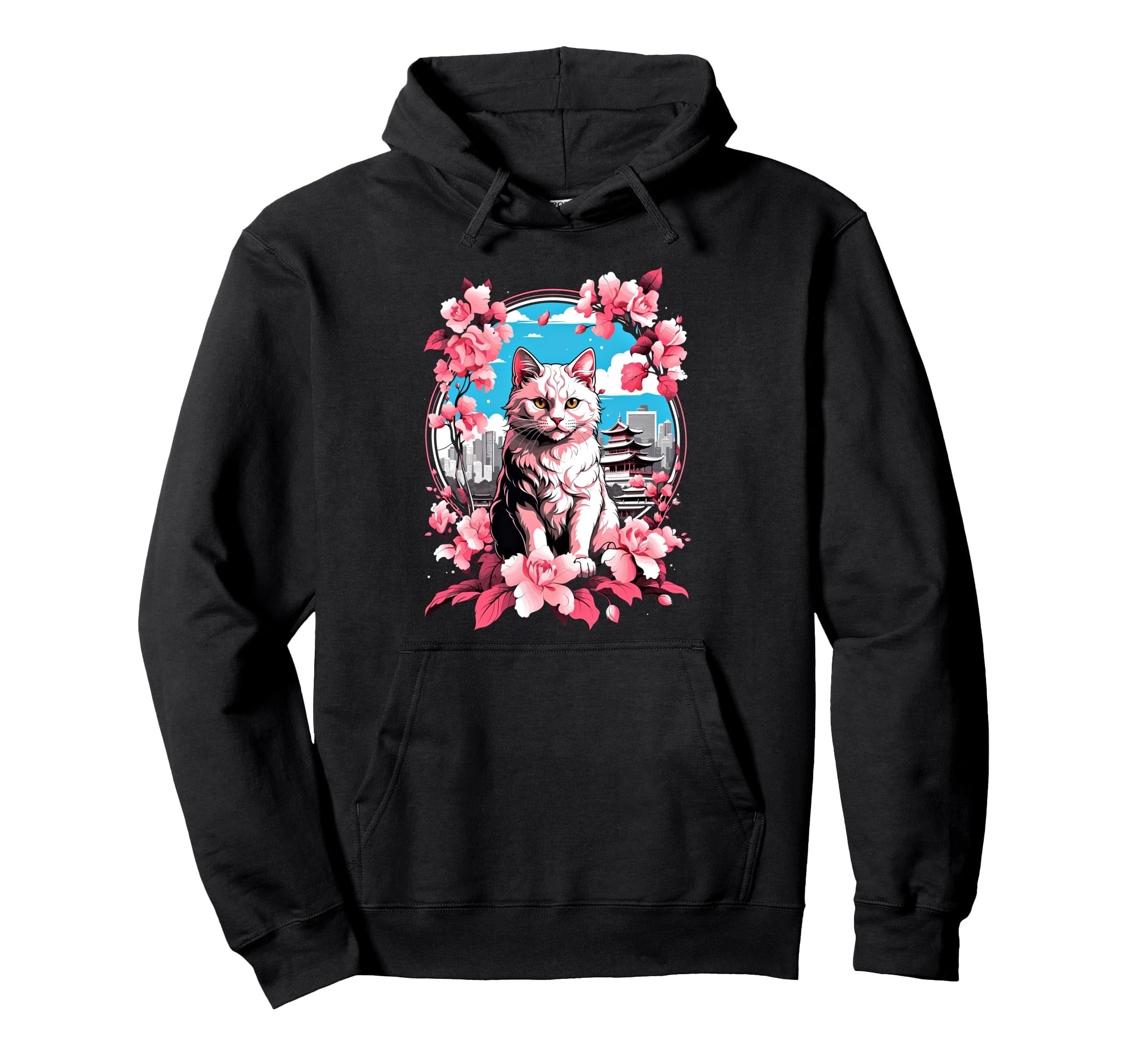 Anime Cat Japanese Aesthetic Japan Hoodie - Aesthetic Graphic for Adults - T-Shirt, Sweatshirt, Hoodie
