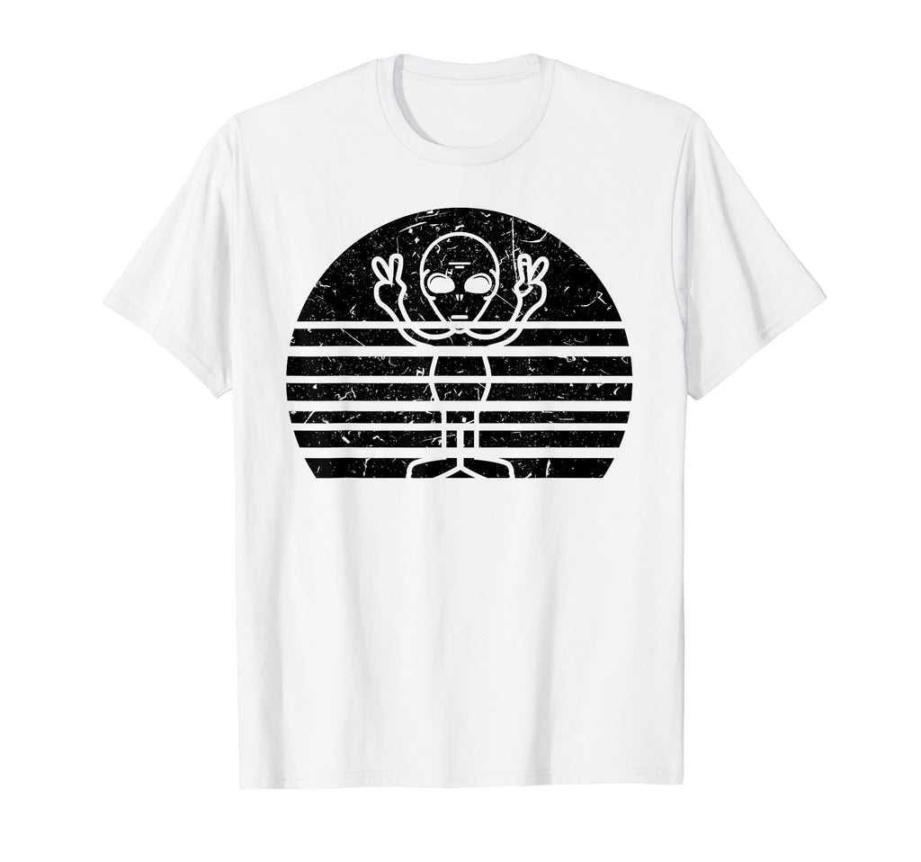 Distressed Peace Alien Gift T-Shirt - Custom Art Print Men Women - T-Shirt, Sweatshirt, Hoodie