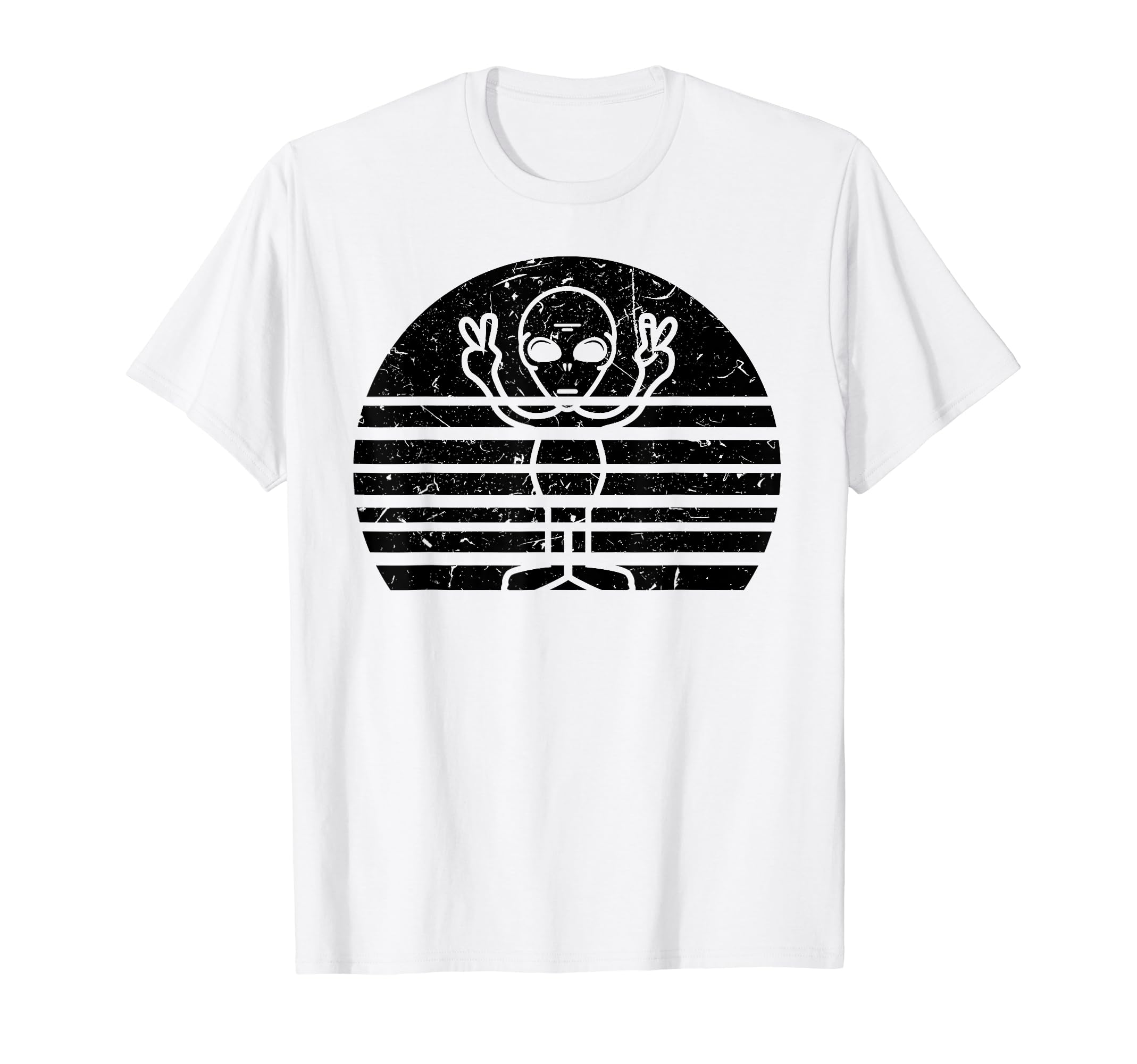 Distressed Peace Alien Gift T-Shirt - Custom Art Print Men Women - T-Shirt, Sweatshirt, Hoodie