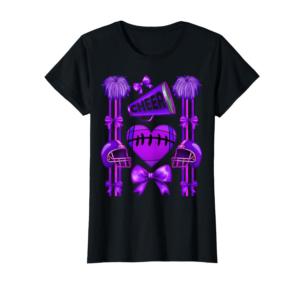 Football Cheer Mom Coquette Bow Mom T-Shirt - Graphic Print Unisex - T-Shirt, Sweatshirt, Hoodie